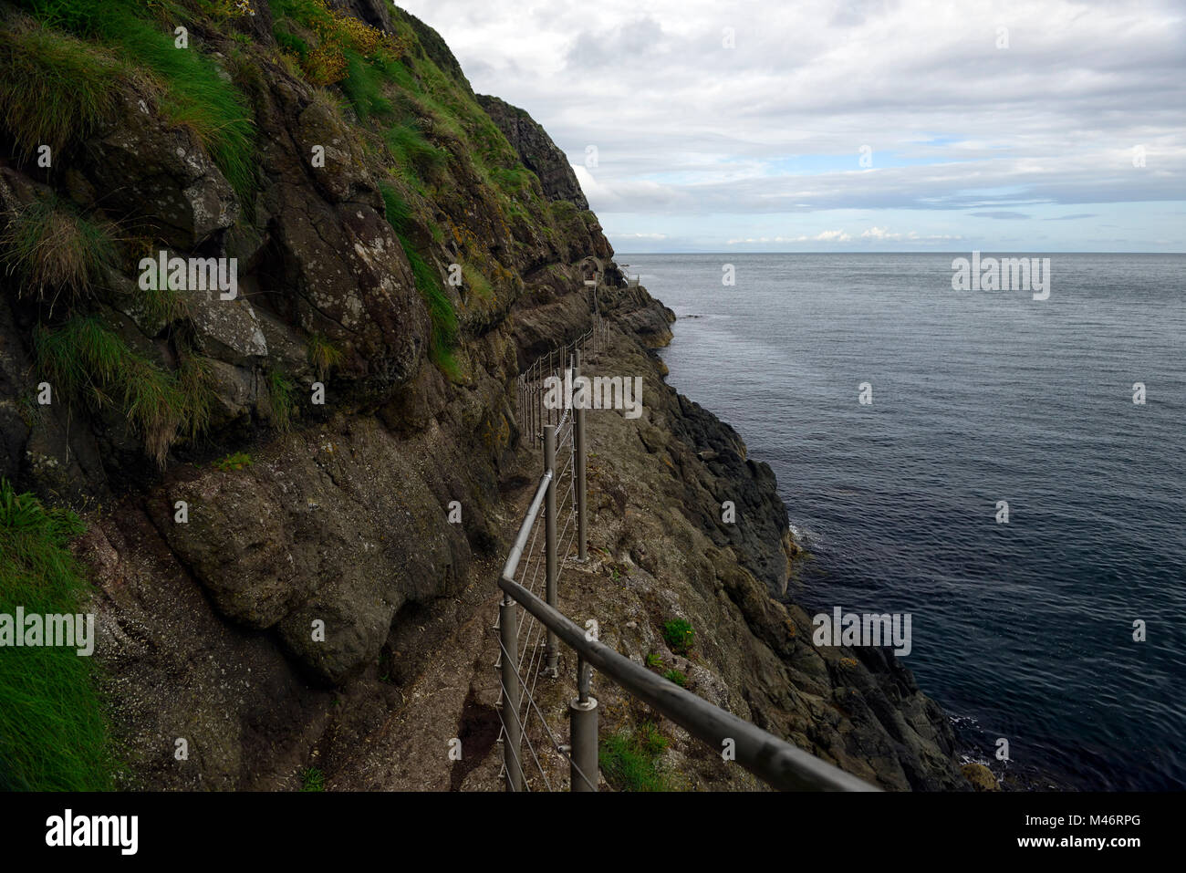 The Gobbins Cliff Path,Dramatic Cliff Walk,Metal Bridge,bridges,Causeway Coastal Route,Islandmagee,County Antrim,Northern Ireland,RM Ireland Stock Photo