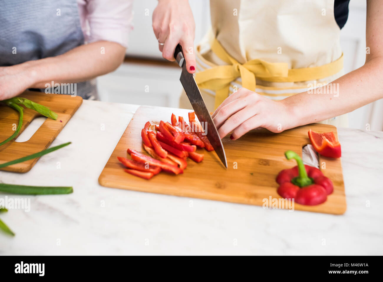 Chopping skills in the kitchen. Stock Photo