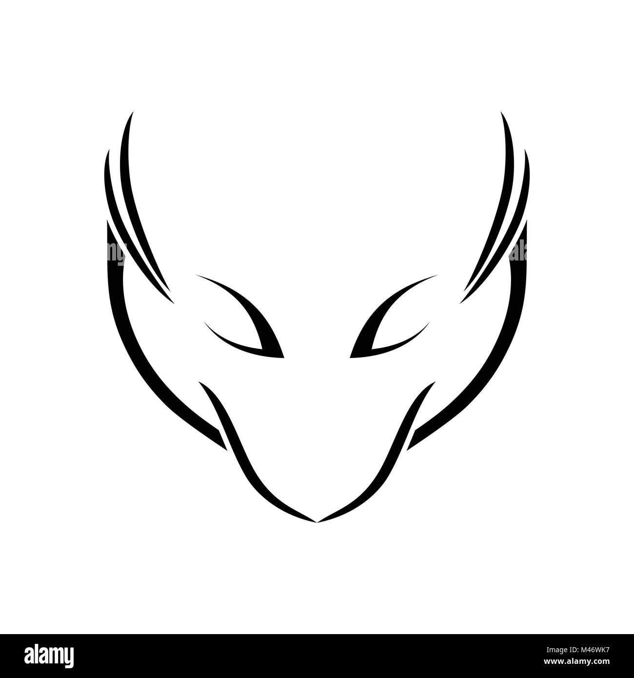 Abstract Fox Lines Line Art Vector Symbol Emblem Graphic Logo Design Stock Vector