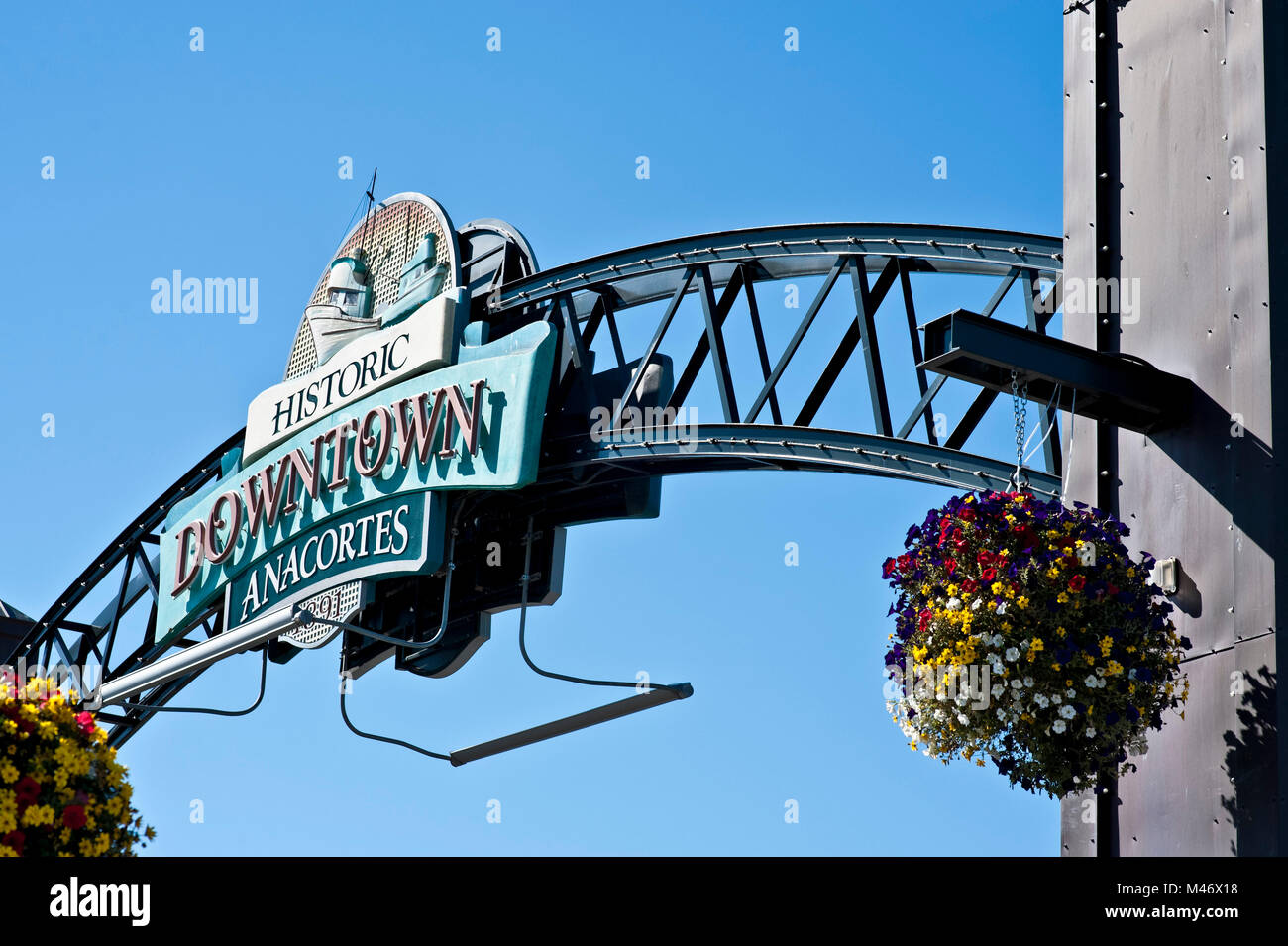 Historic Downtown Anacortes sign Stock Photo