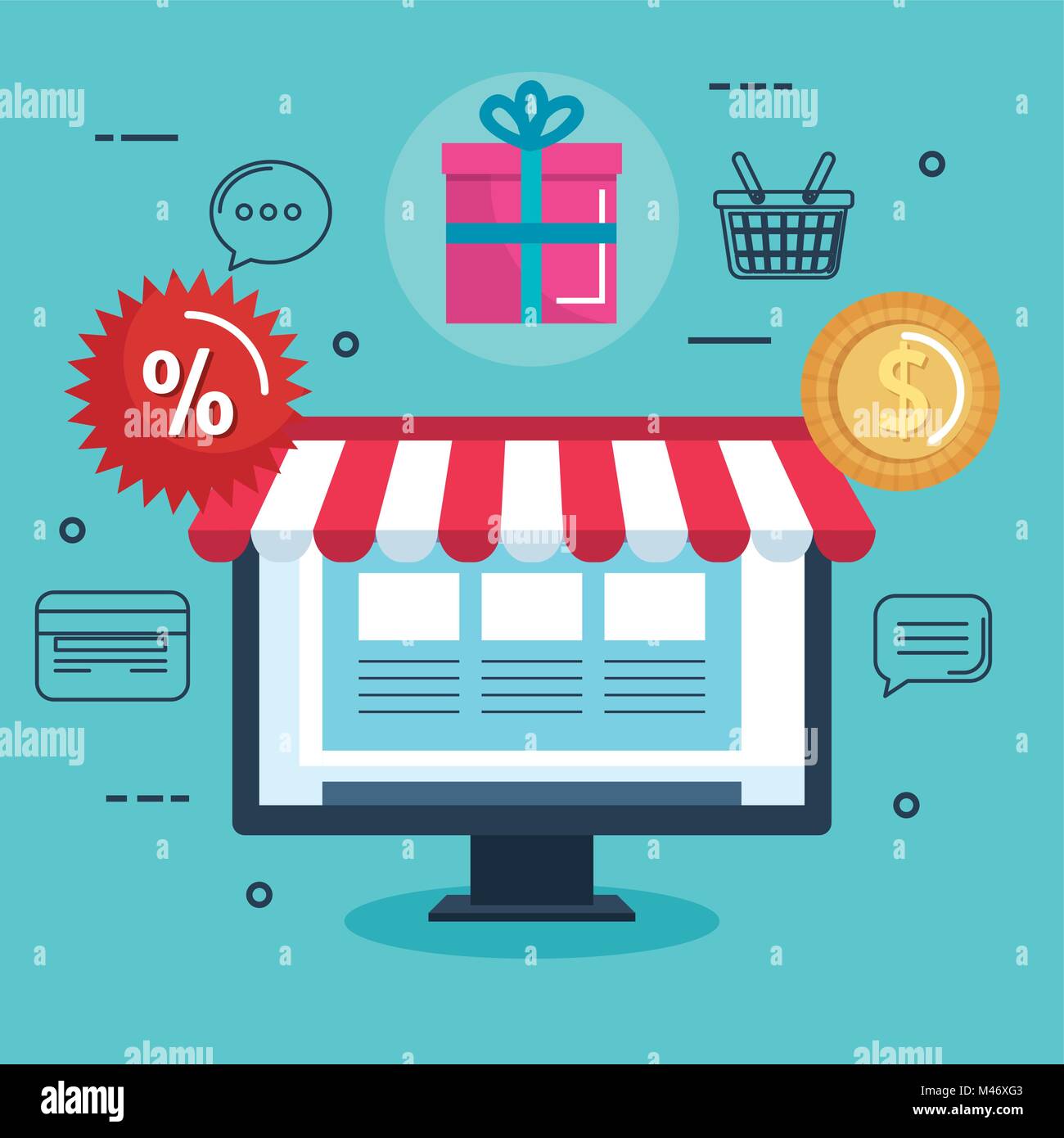 shopping on line set icons vector illustration design Stock Vector ...