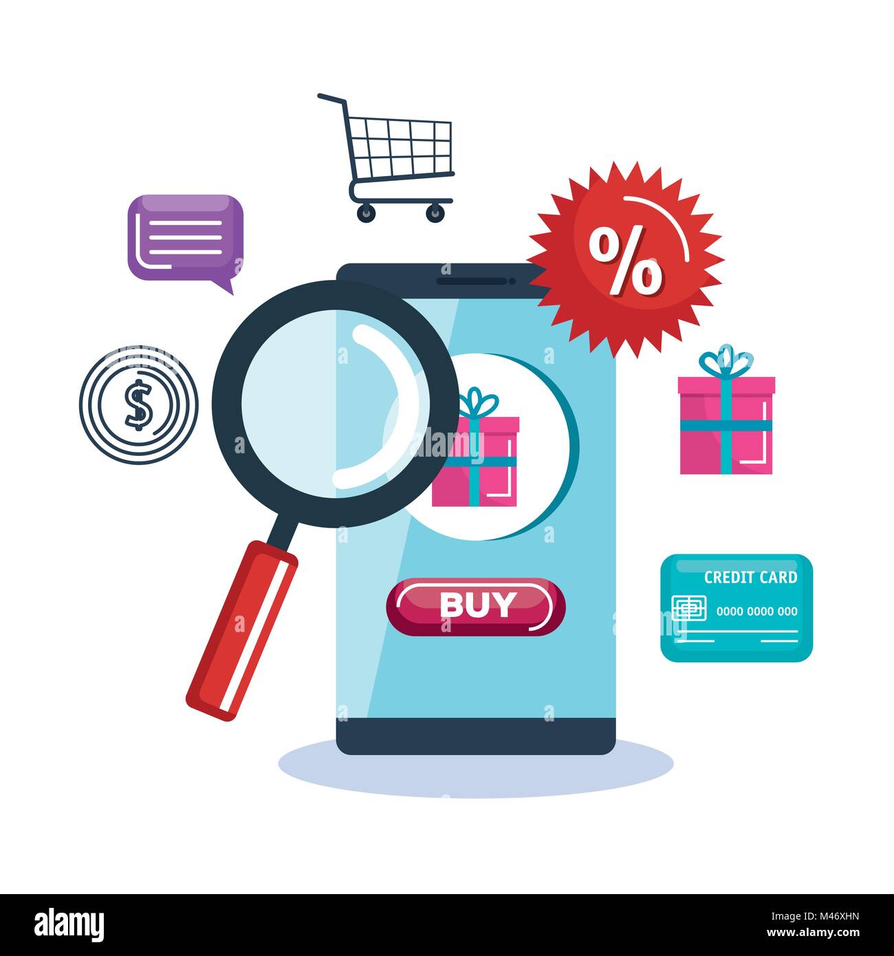 shopping on line set icons vector illustration design Stock Vector ...