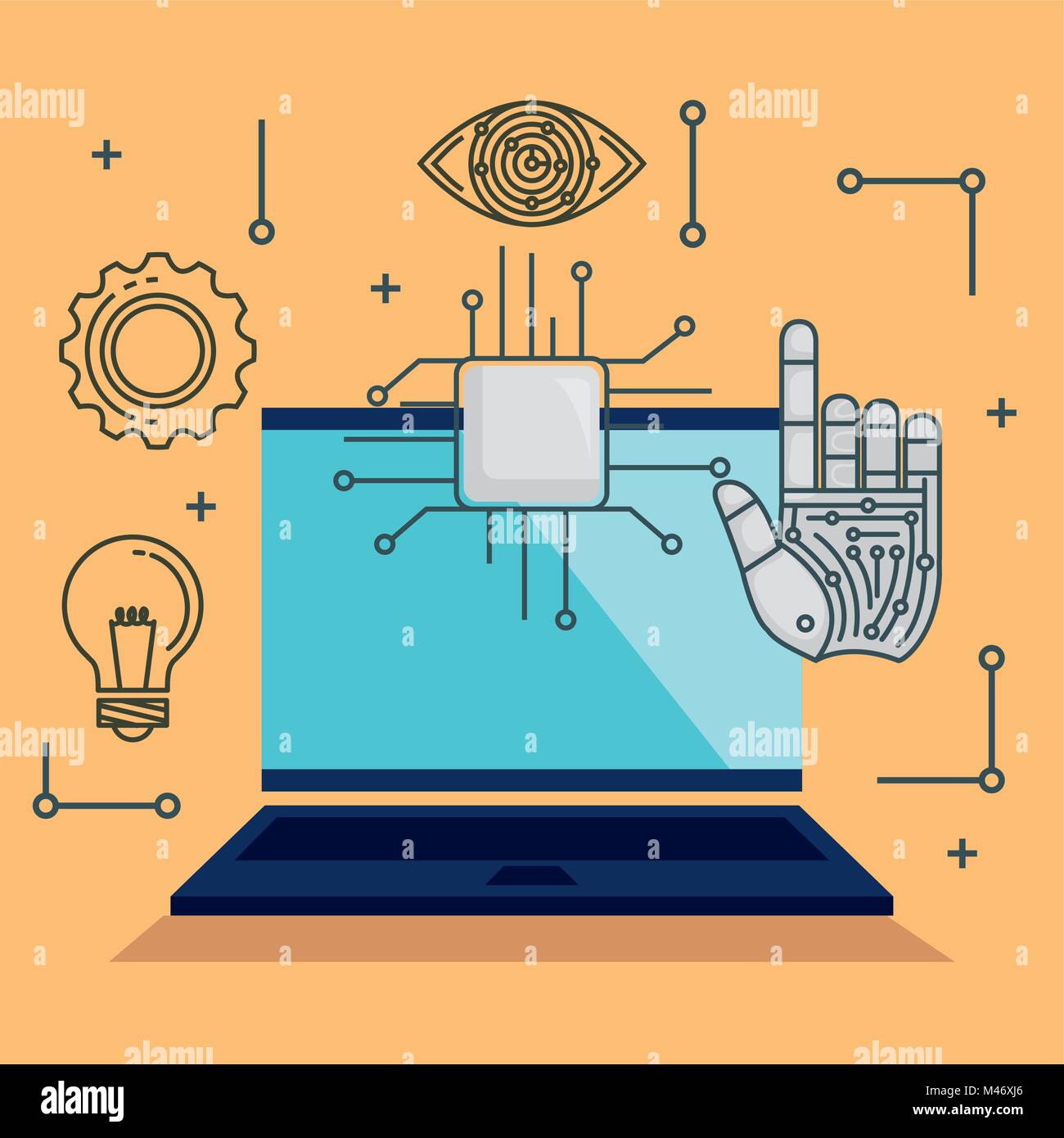 artificial intelligence technology set icons vector illustration design ...