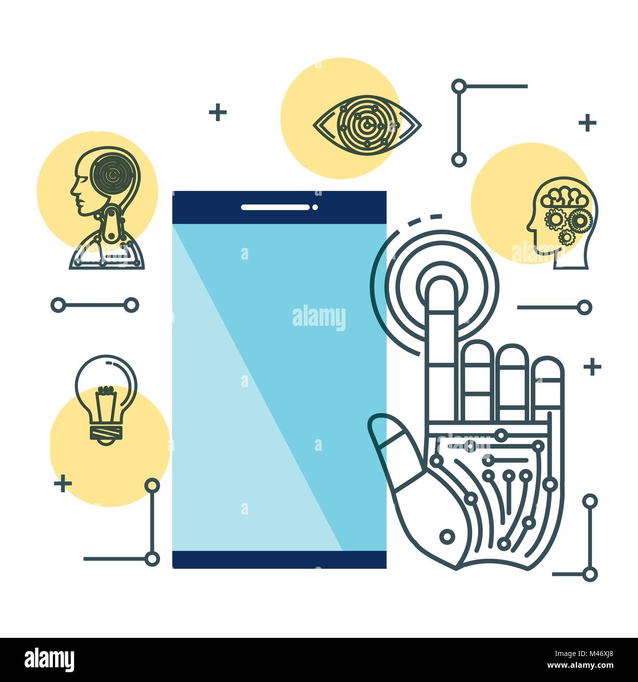 artificial intelligence technology set icons vector illustration design ...