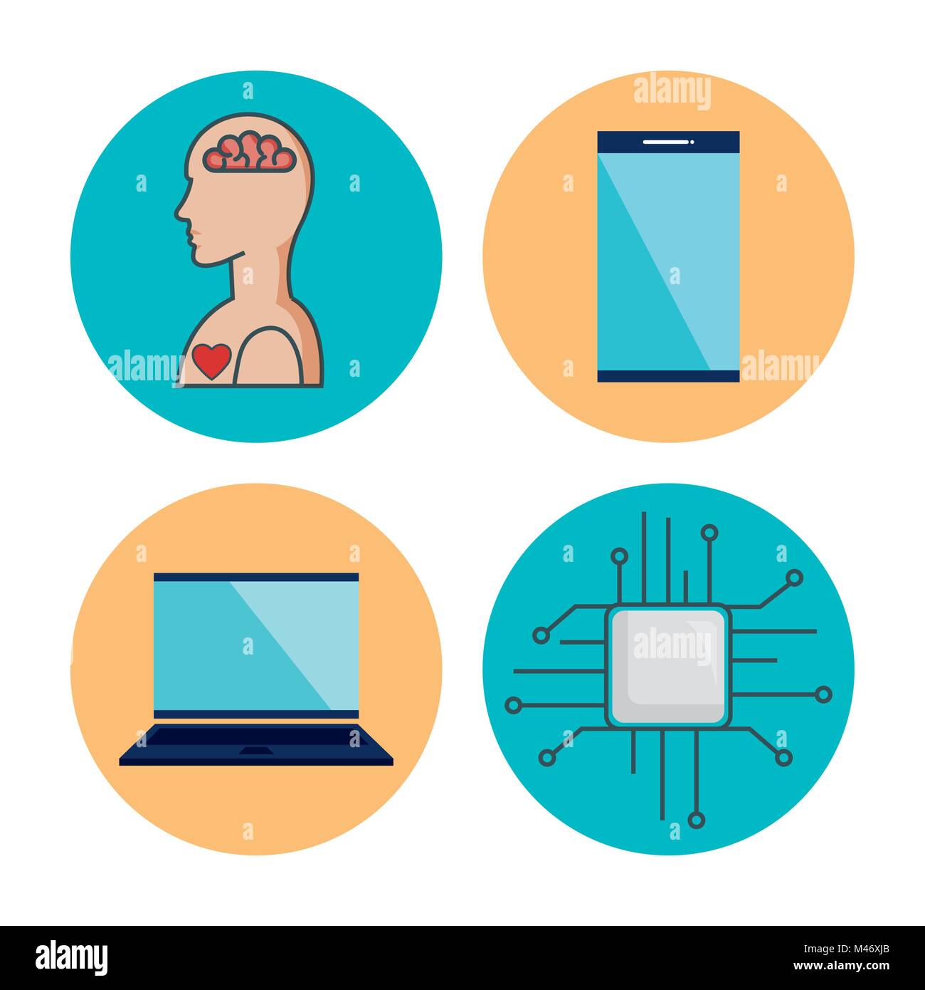 artificial intelligence technology set icons vector illustration design ...