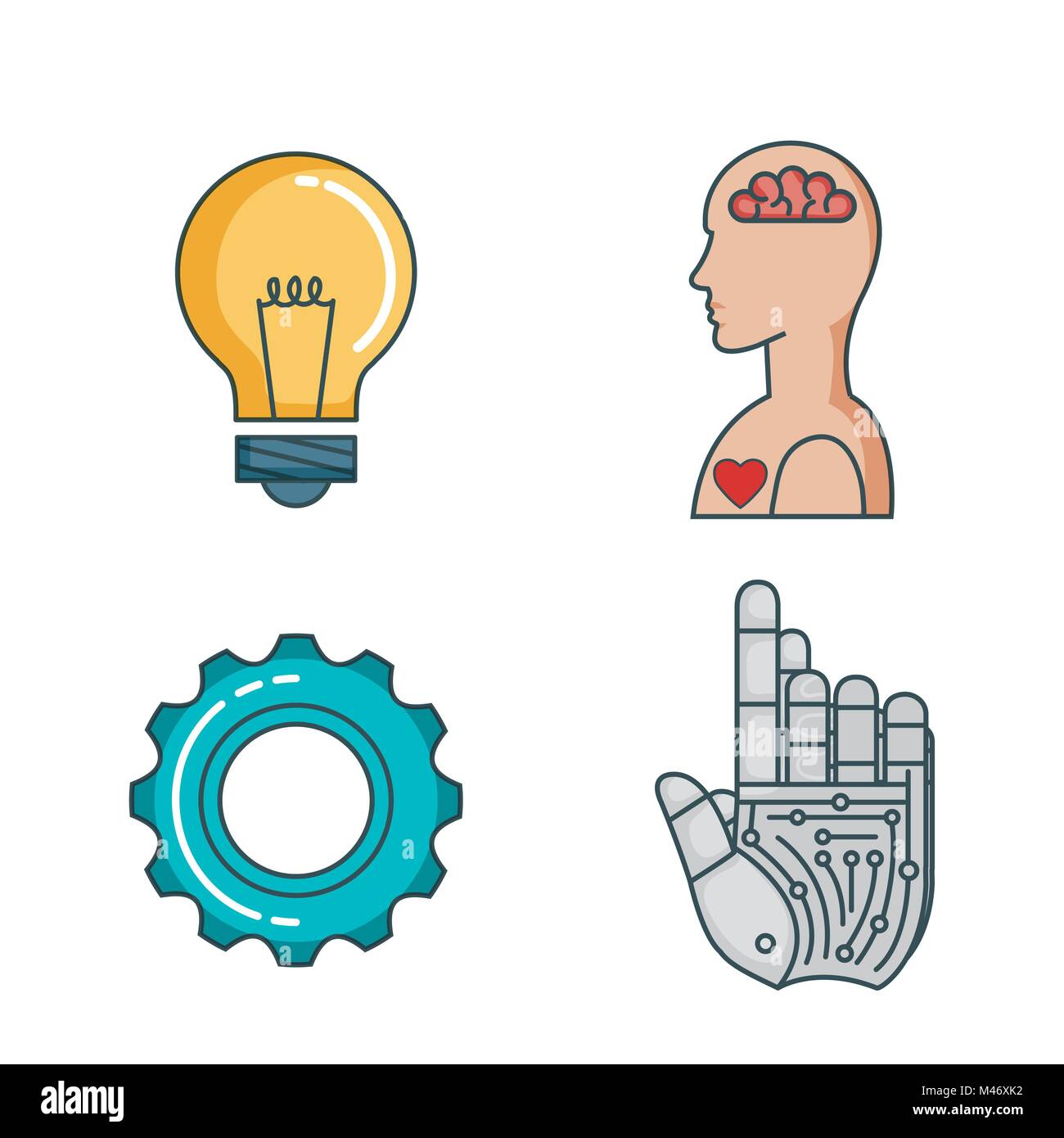 artificial intelligence technology set icons vector illustration design ...