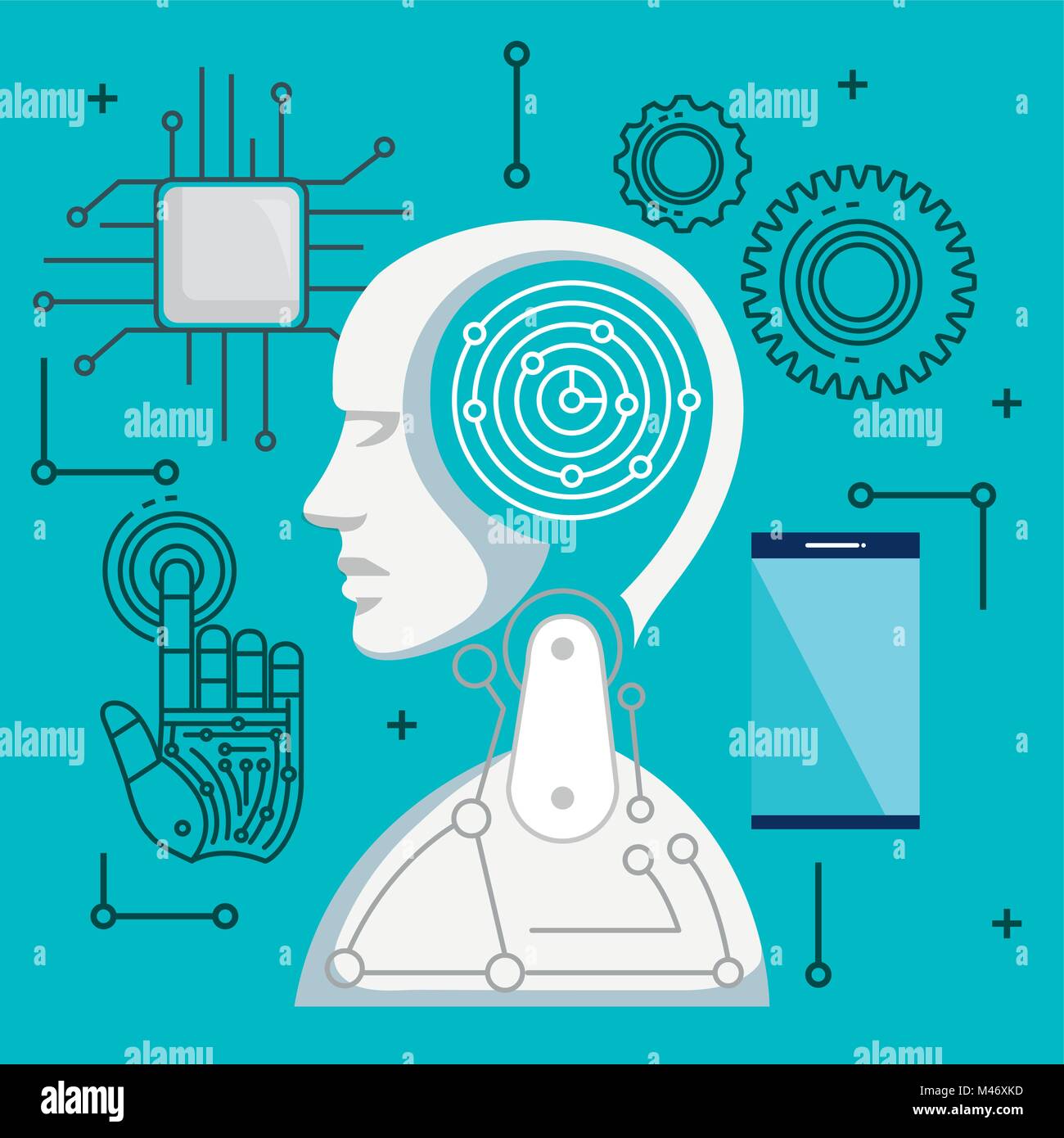 artificial intelligence technology set icons vector illustration design ...