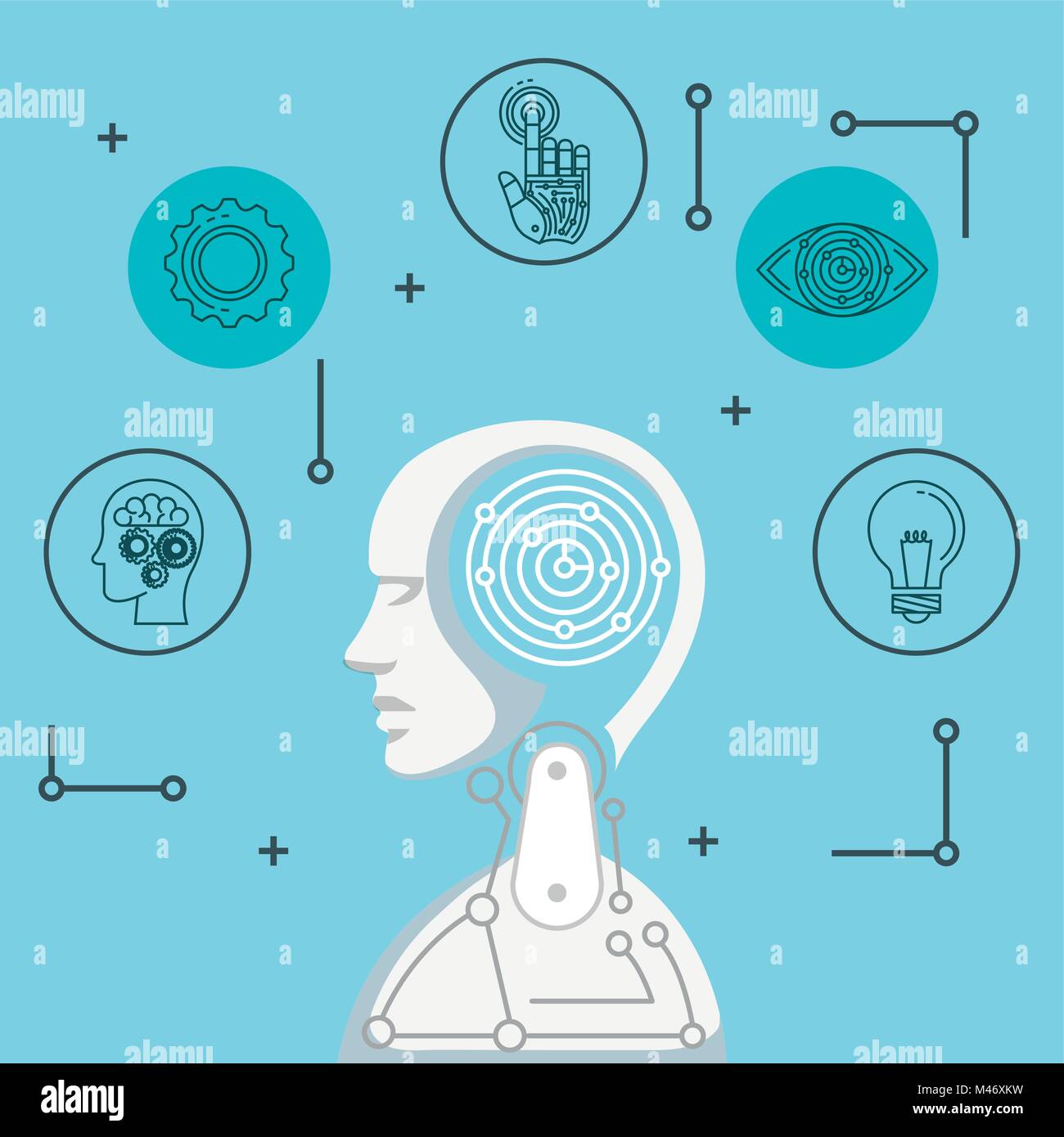 artificial intelligence technology set icons vector illustration design ...