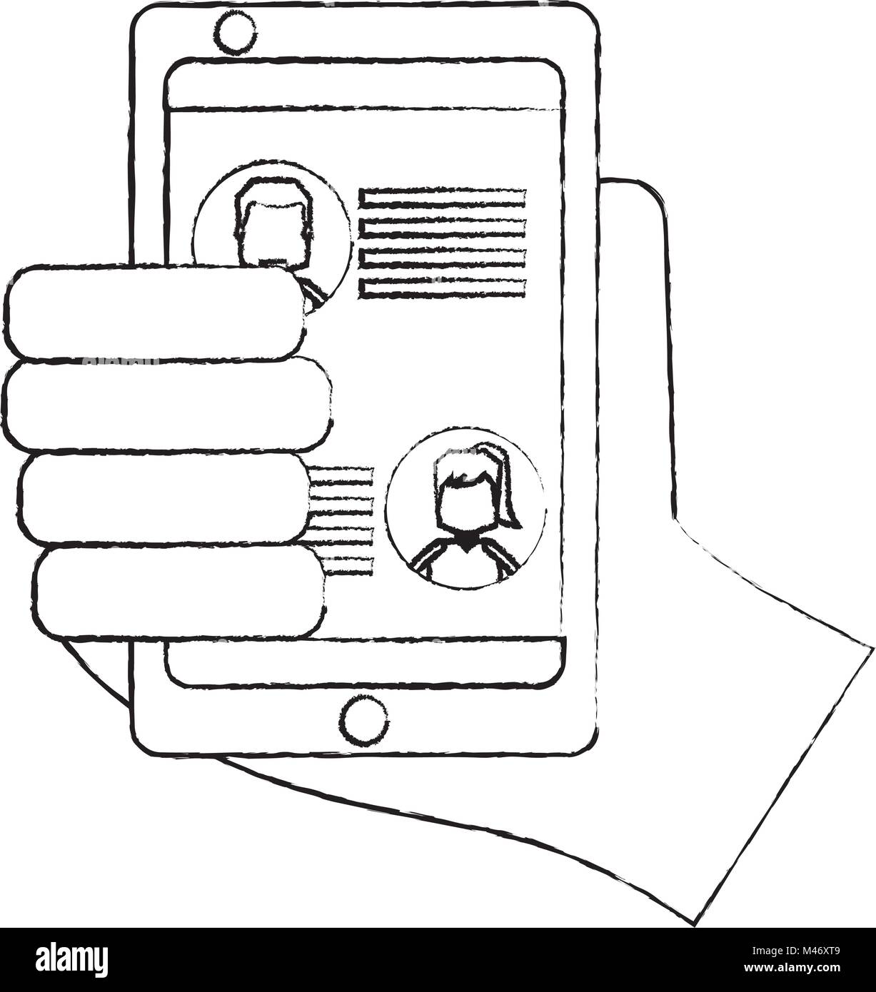 hand holding smartphone chat messages in screen vector illustration ...