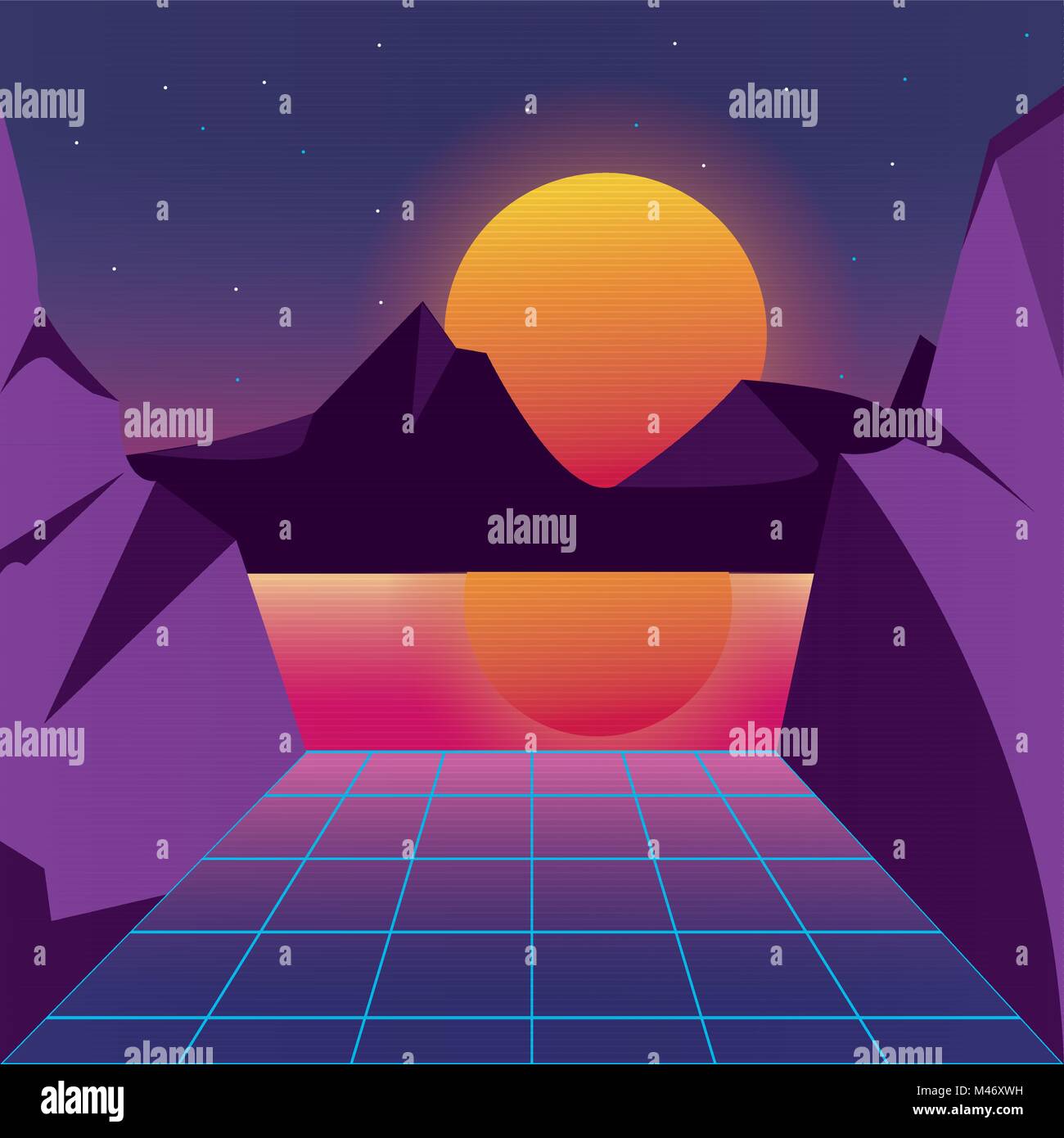 Retro background futuristic landscape design Stock Vector Image & Art ...