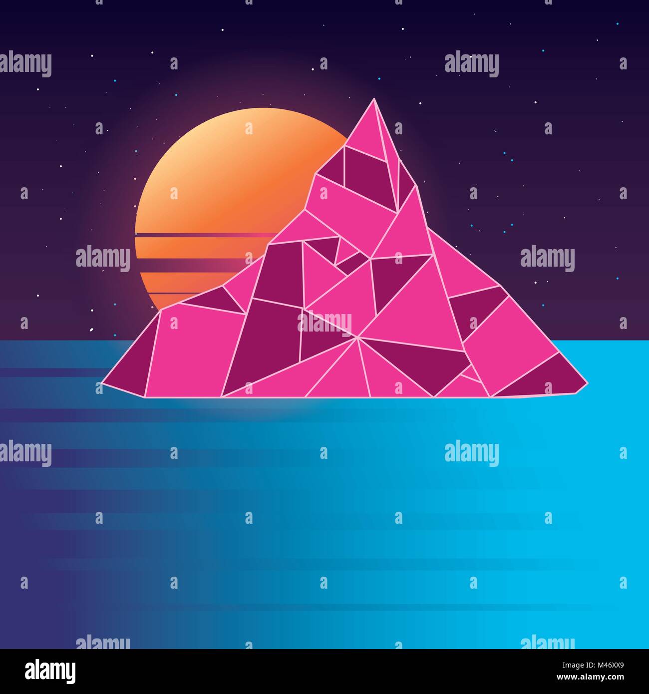 Retro background futuristic landscape design Stock Vector Image & Art ...