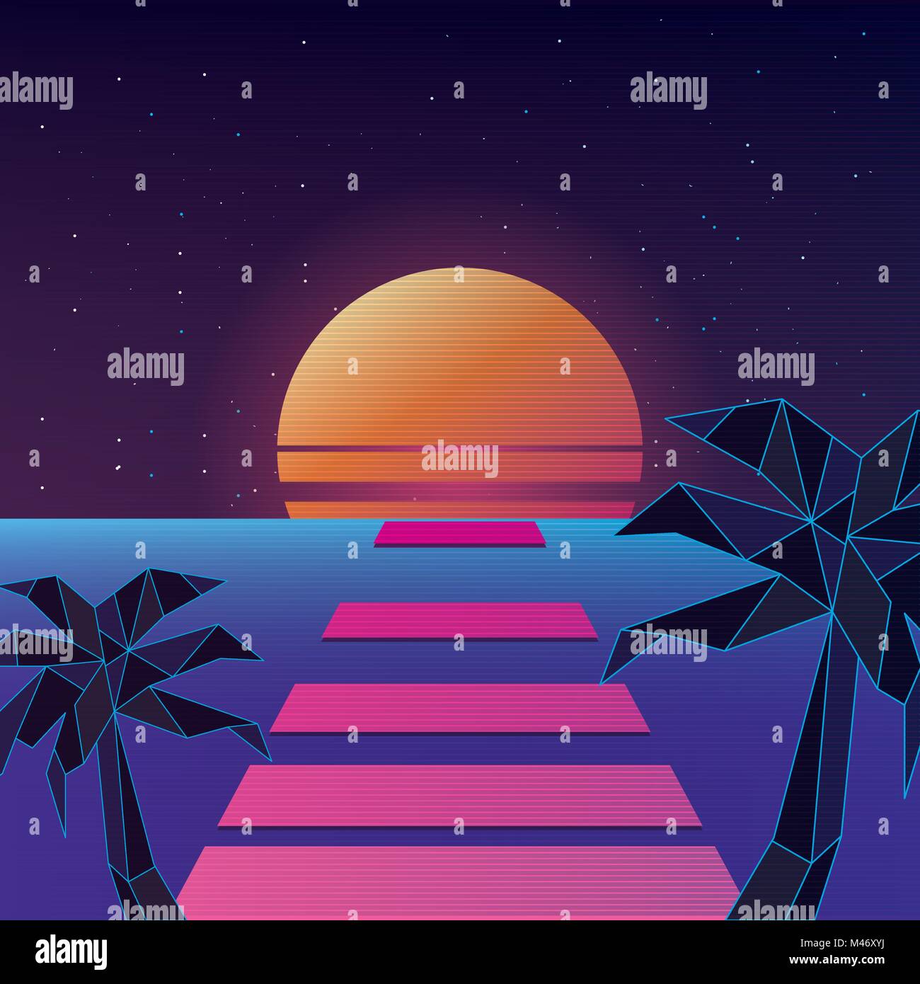 Retro background futuristic landscape design Stock Vector Image & Art ...