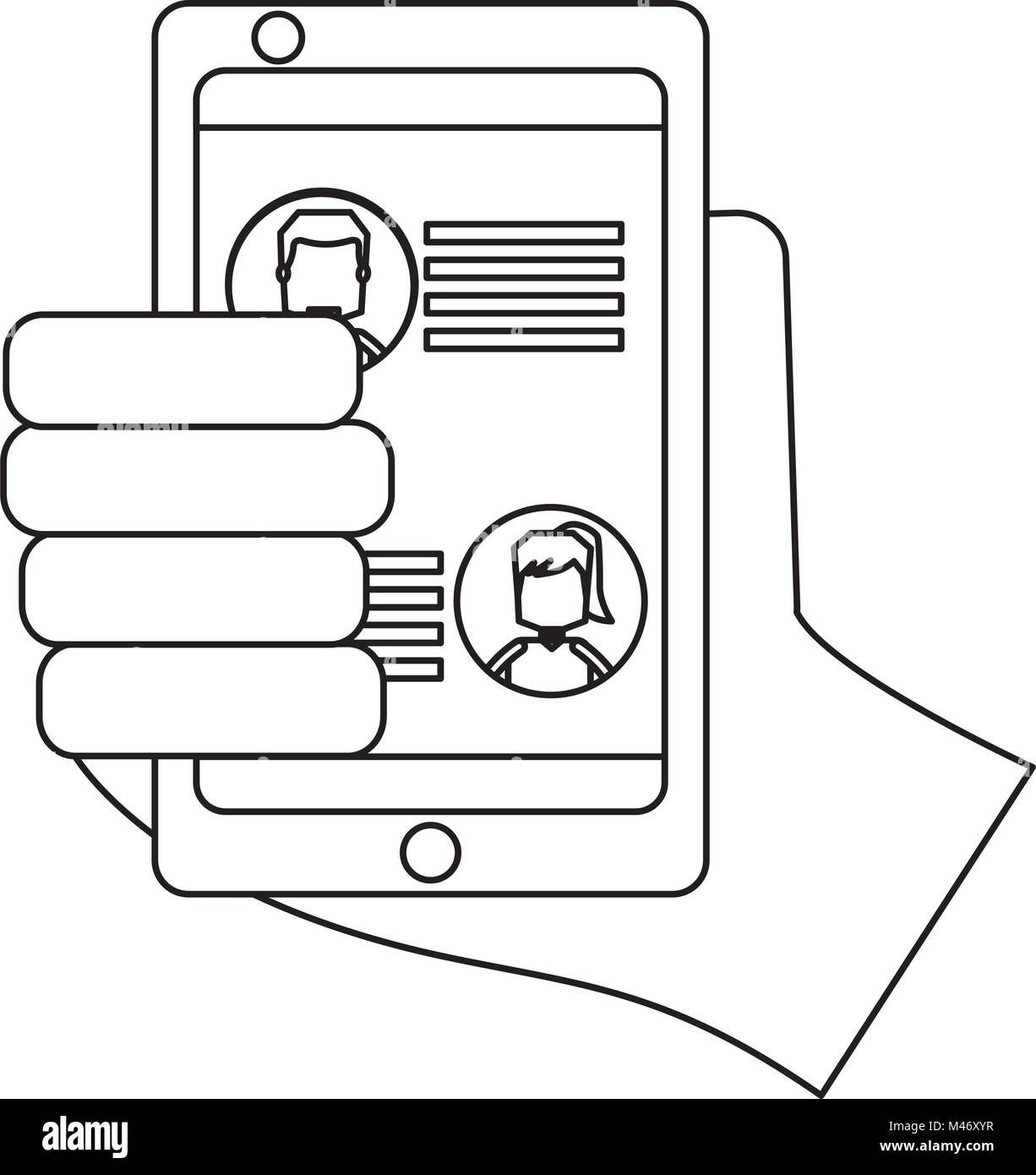 hand holding smartphone chat messages in screen vector illustration ...