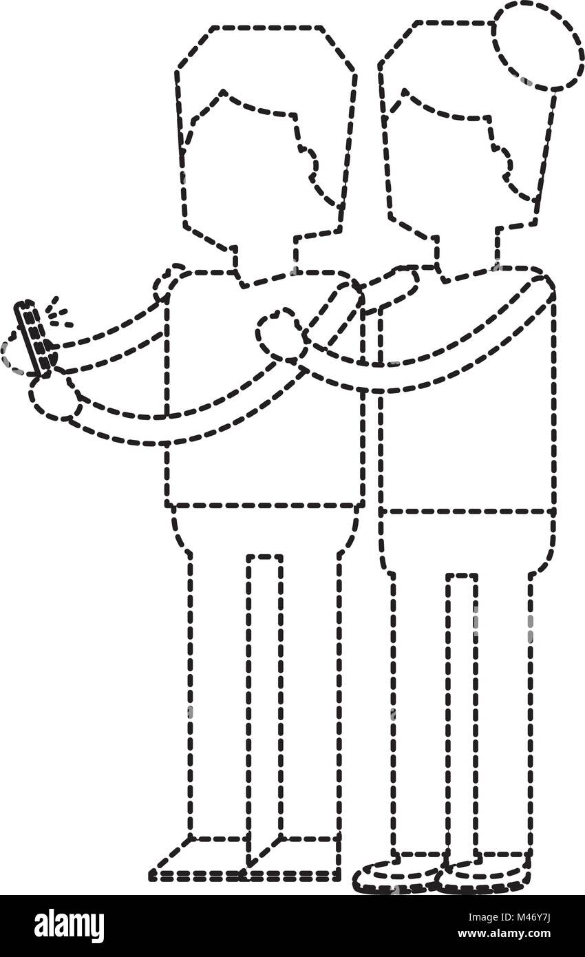 hand with smartphone chat message in screen vector illustration dotted ...