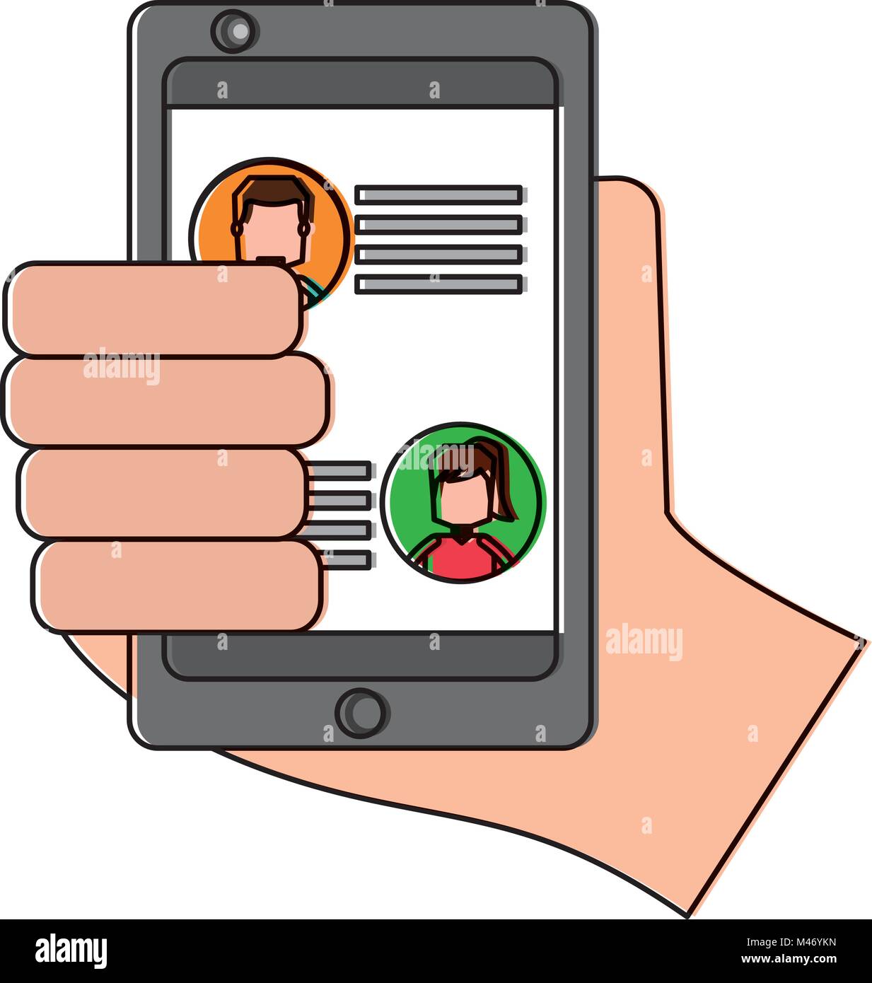 hand holding smartphone chat messages in screen Stock Vector Image ...