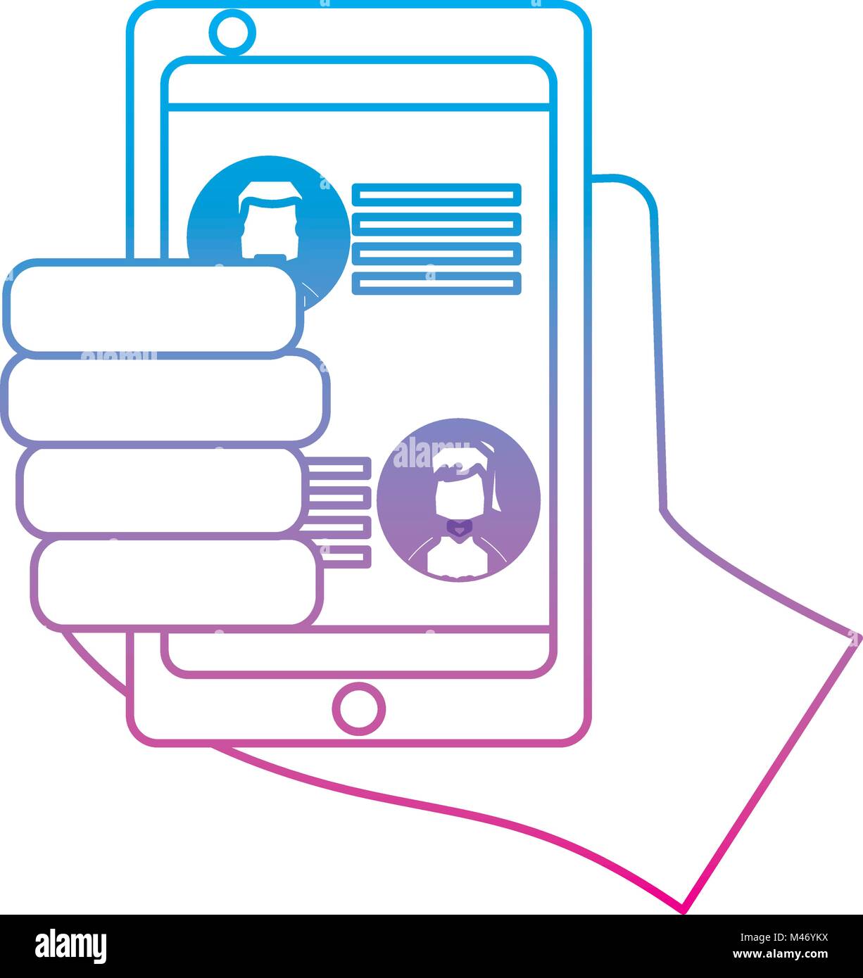 hand holding smartphone chat messages in screen Stock Vector Image ...
