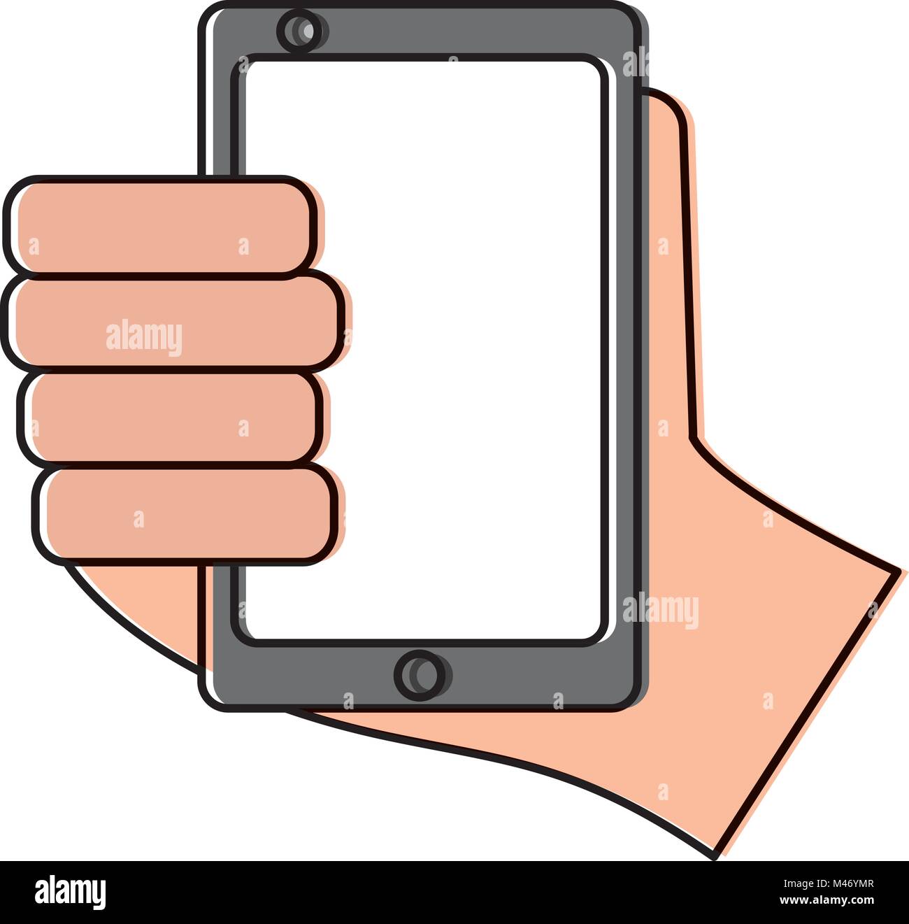 hand holding smartphone device technology Stock Vector Image & Art - Alamy