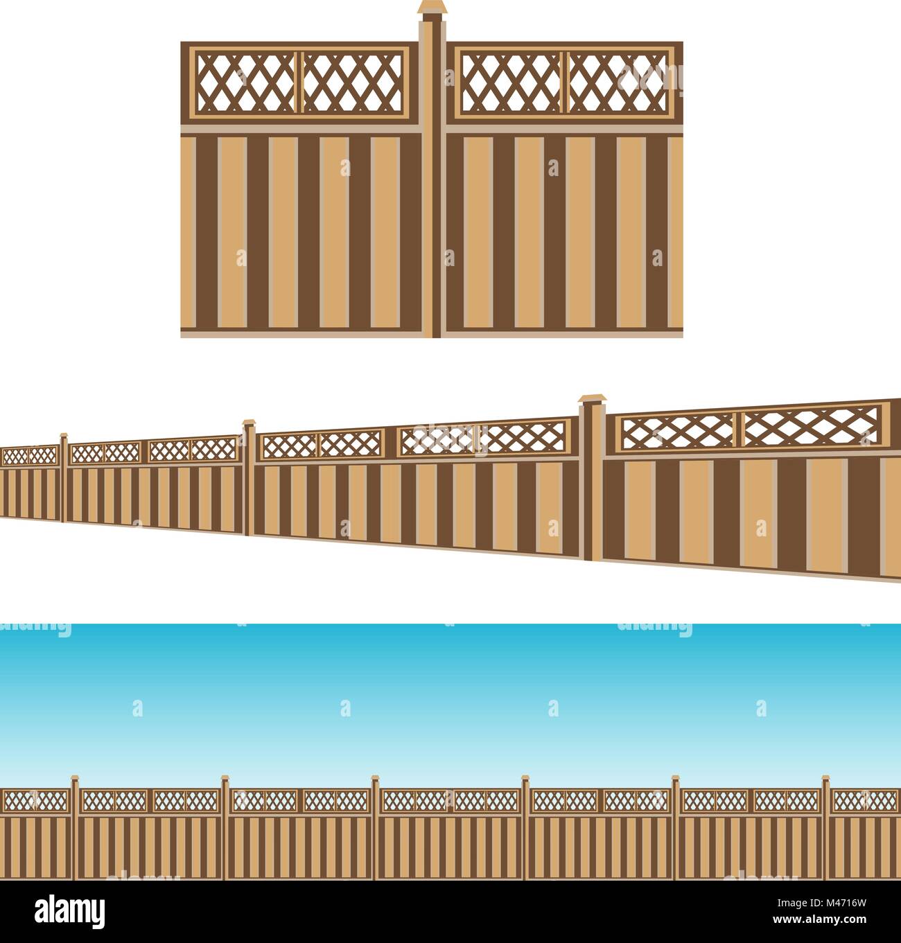 An image of a Privacy Fence property line Pattern Set Stock Vector