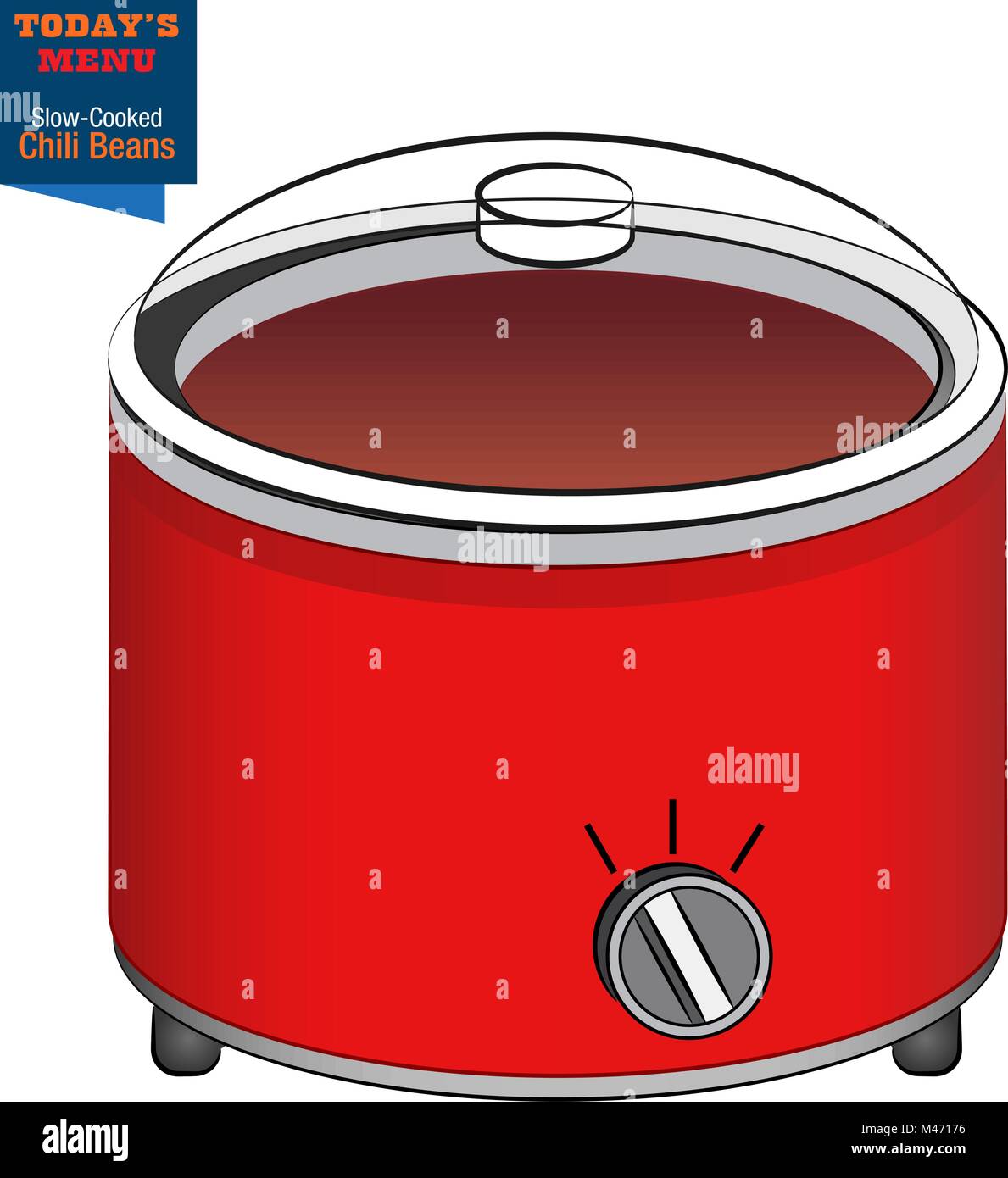 An image of a Slow Cooker Chili Beans on todays menu. Removable lid. Stock Vector