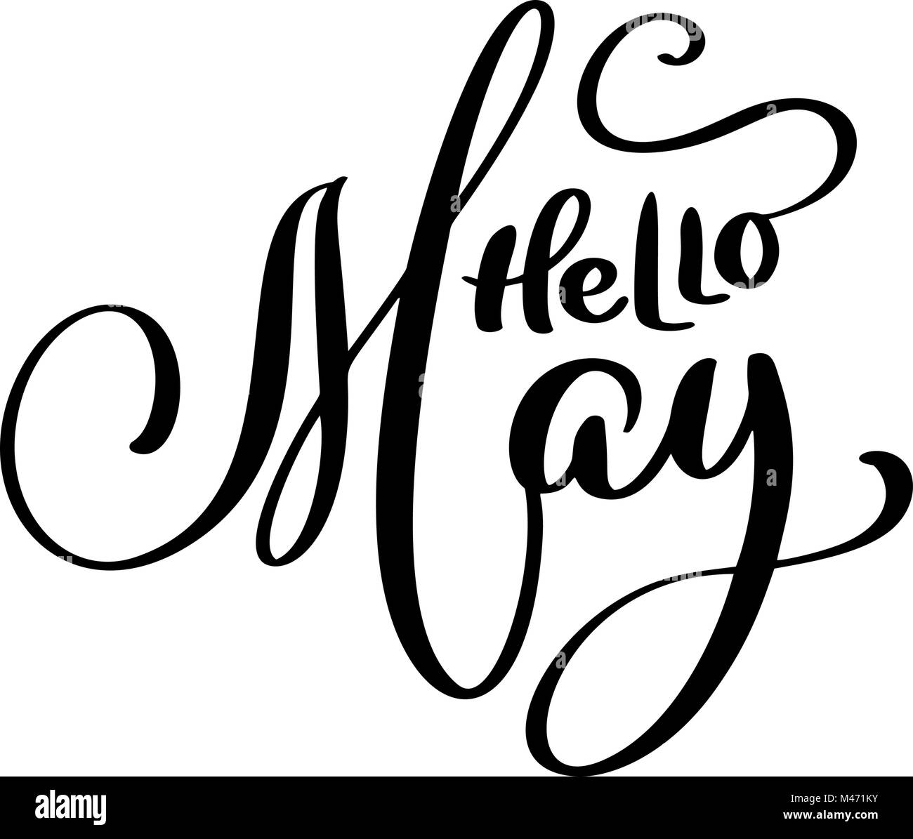 Hello May handwriting lettering design for banner, poster, photo overlay, apparel design. Vector illustration isolated on white background Stock Vector