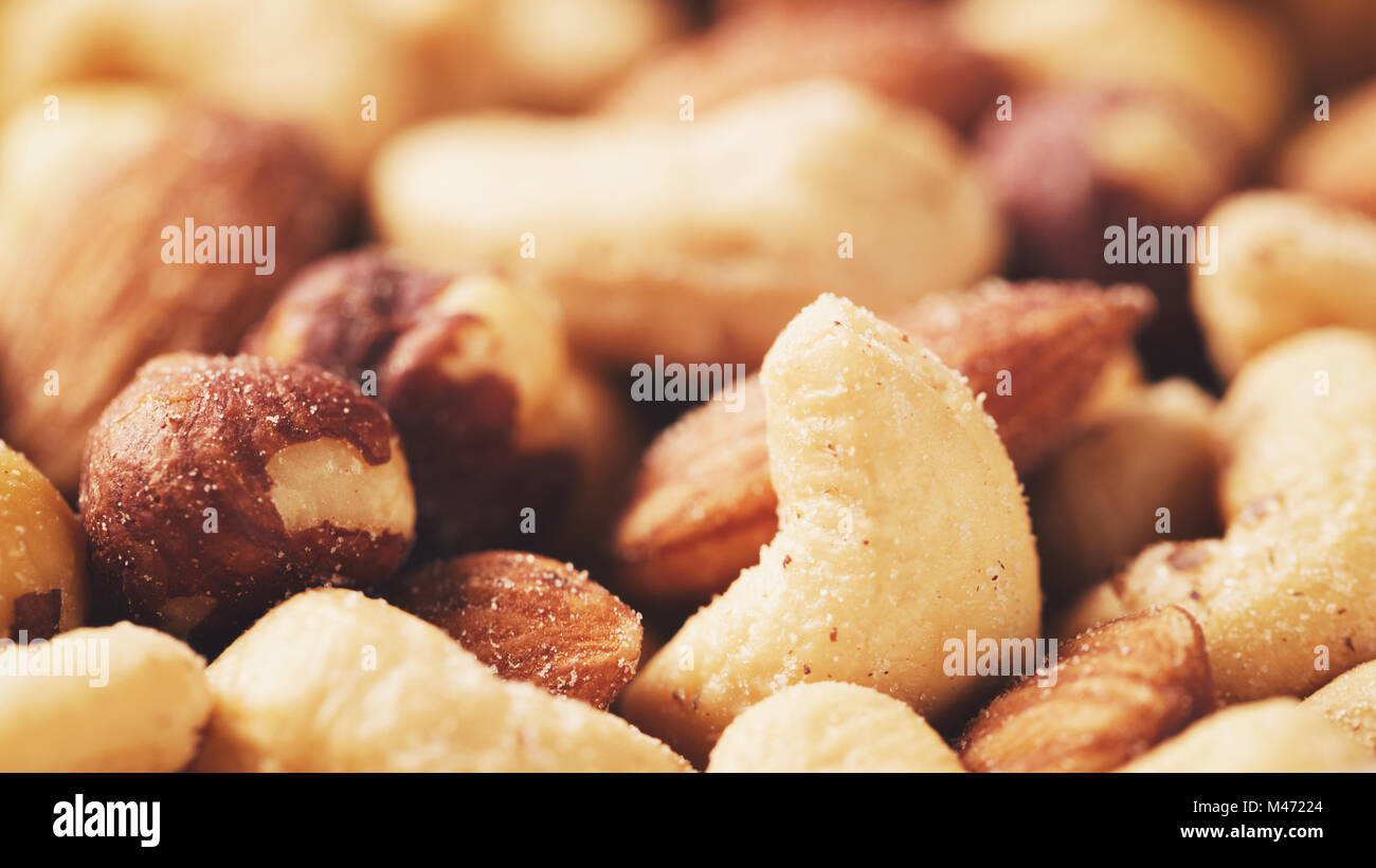 salted nut mix background Stock Photo