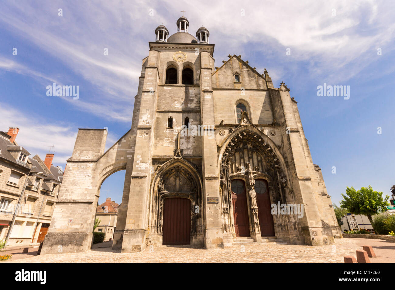 The Church of Saint-Étienne in Arcis-sur-Aube, a historical monument in the small French commune in Grand Est, France Stock Photo