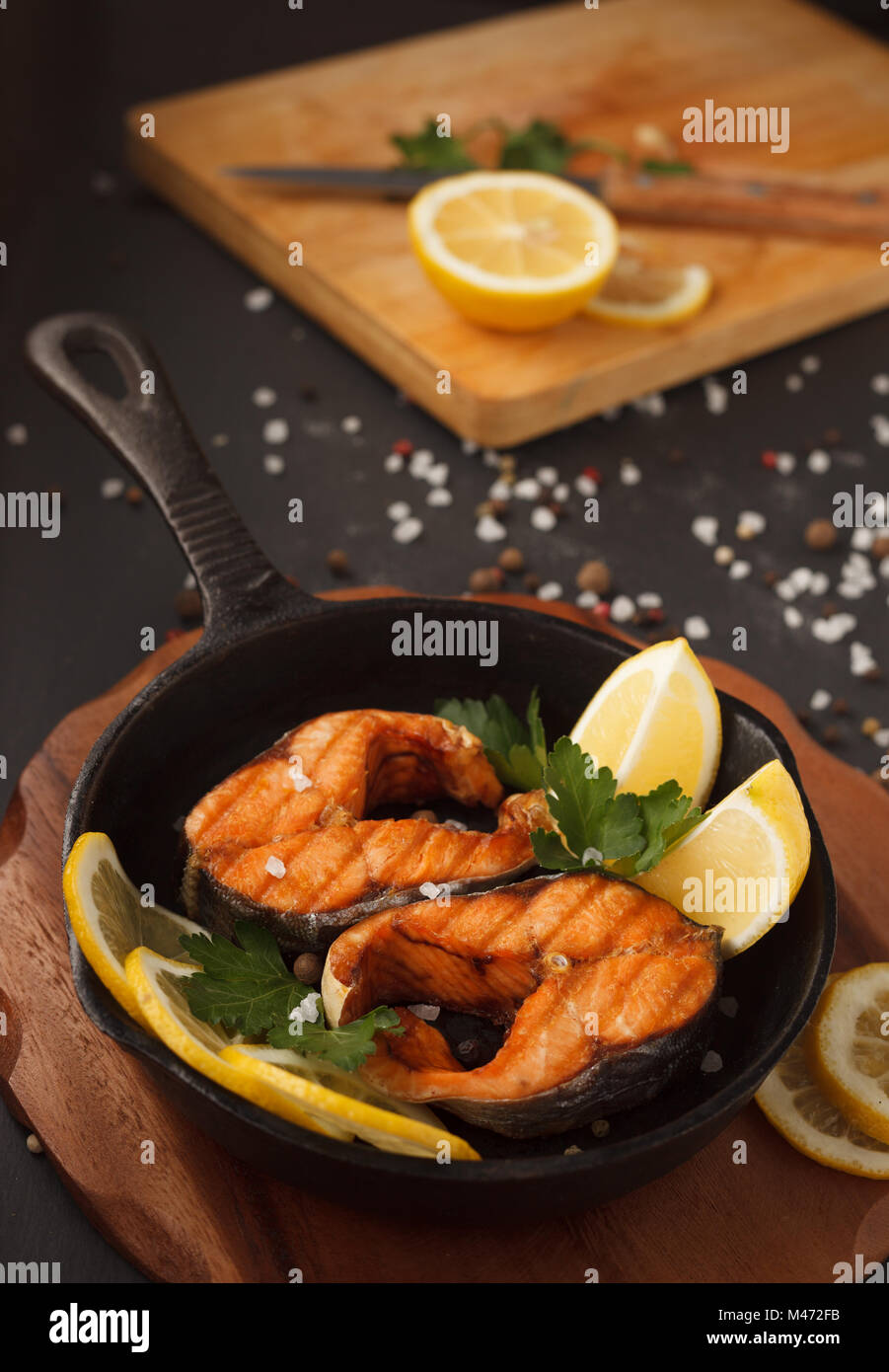 Fried or grilled fish Stock Photo Alamy