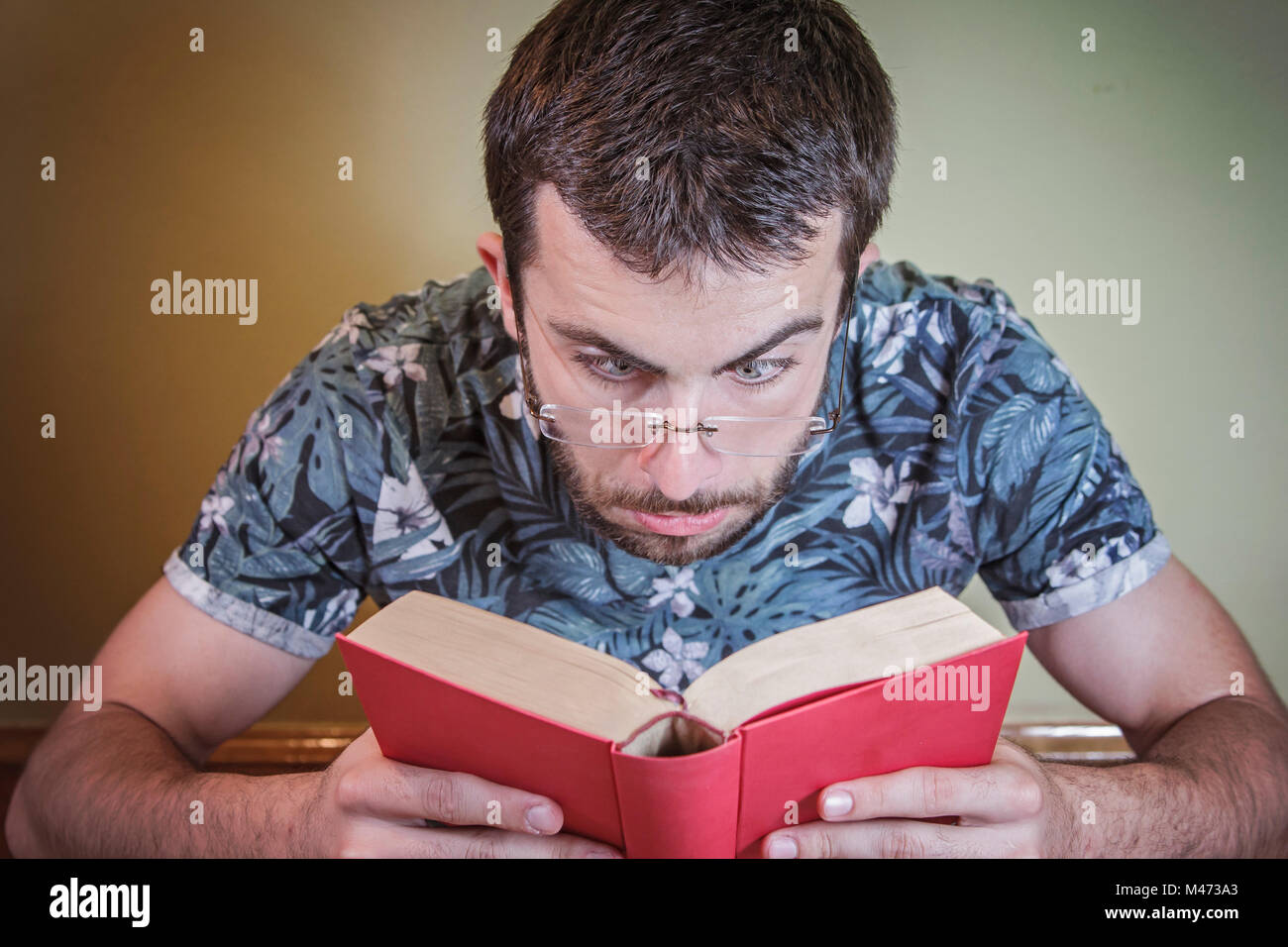 Bad eyesight for a young man Stock Photo Alamy