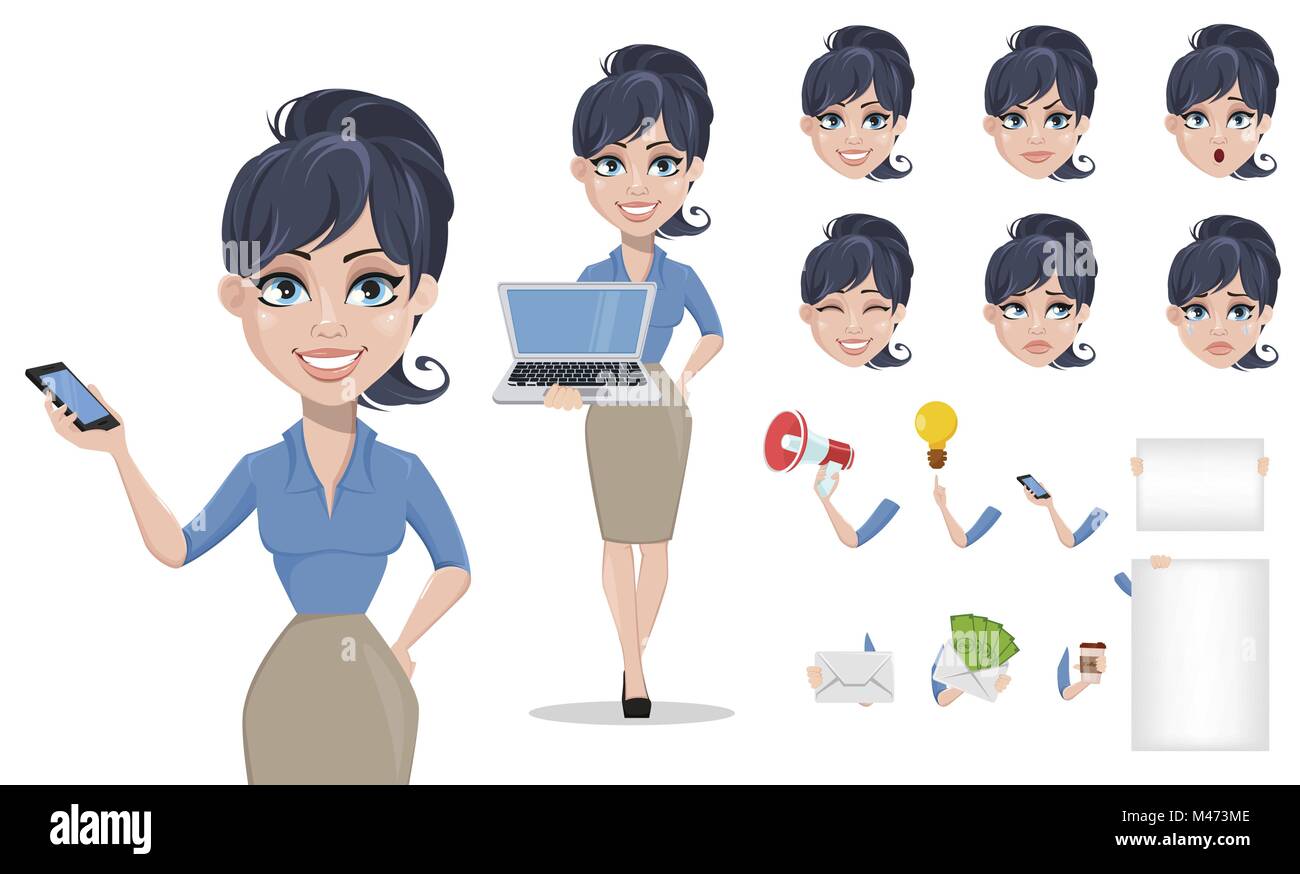 Business woman cartoon character creation set. Young beautiful  businesswoman in smart casual clothes. Build your personal design - stock  vector Stock Vector Image & Art - Alamy