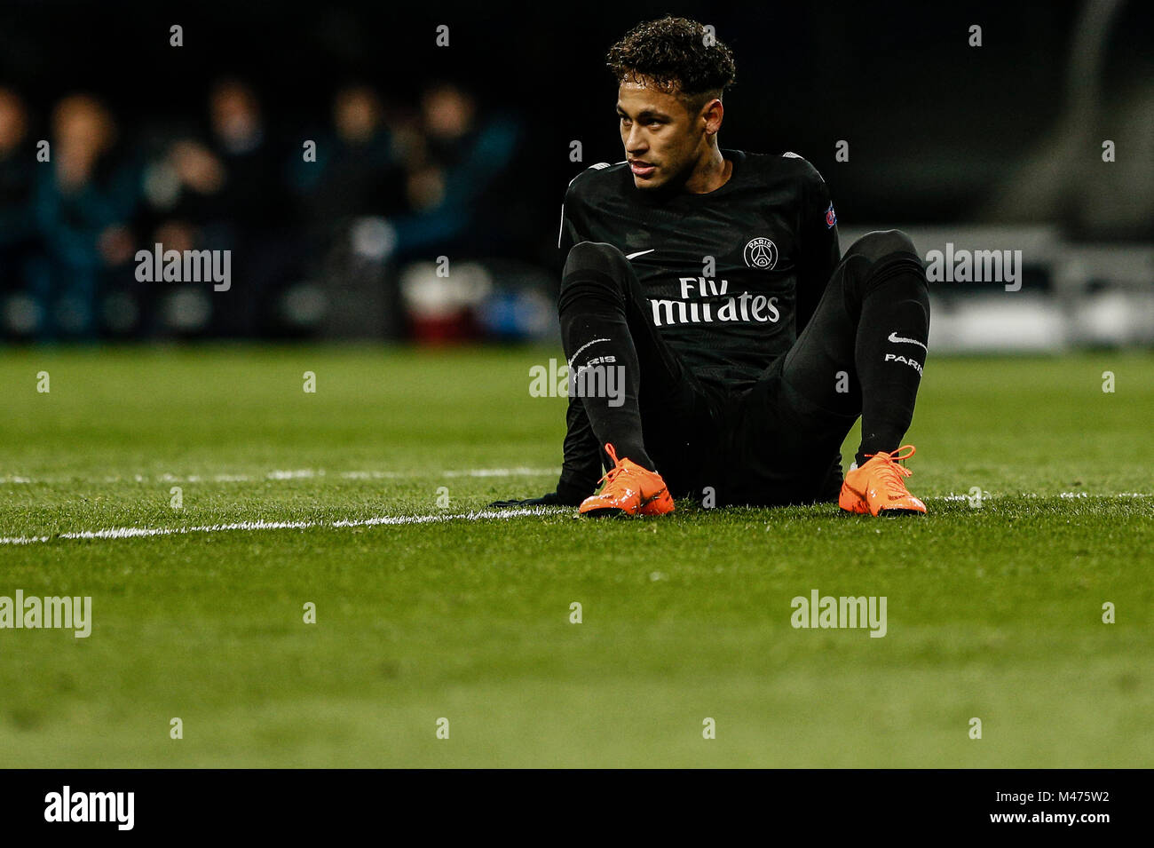 Madrid, Spain, February 14, 2018. Neymar (PSG) frustrated as he missed a  good goal scoring chance UCL Champions League match between Real Madrid vs  PSG at the Santiago Bernabeu stadium in Madrid,