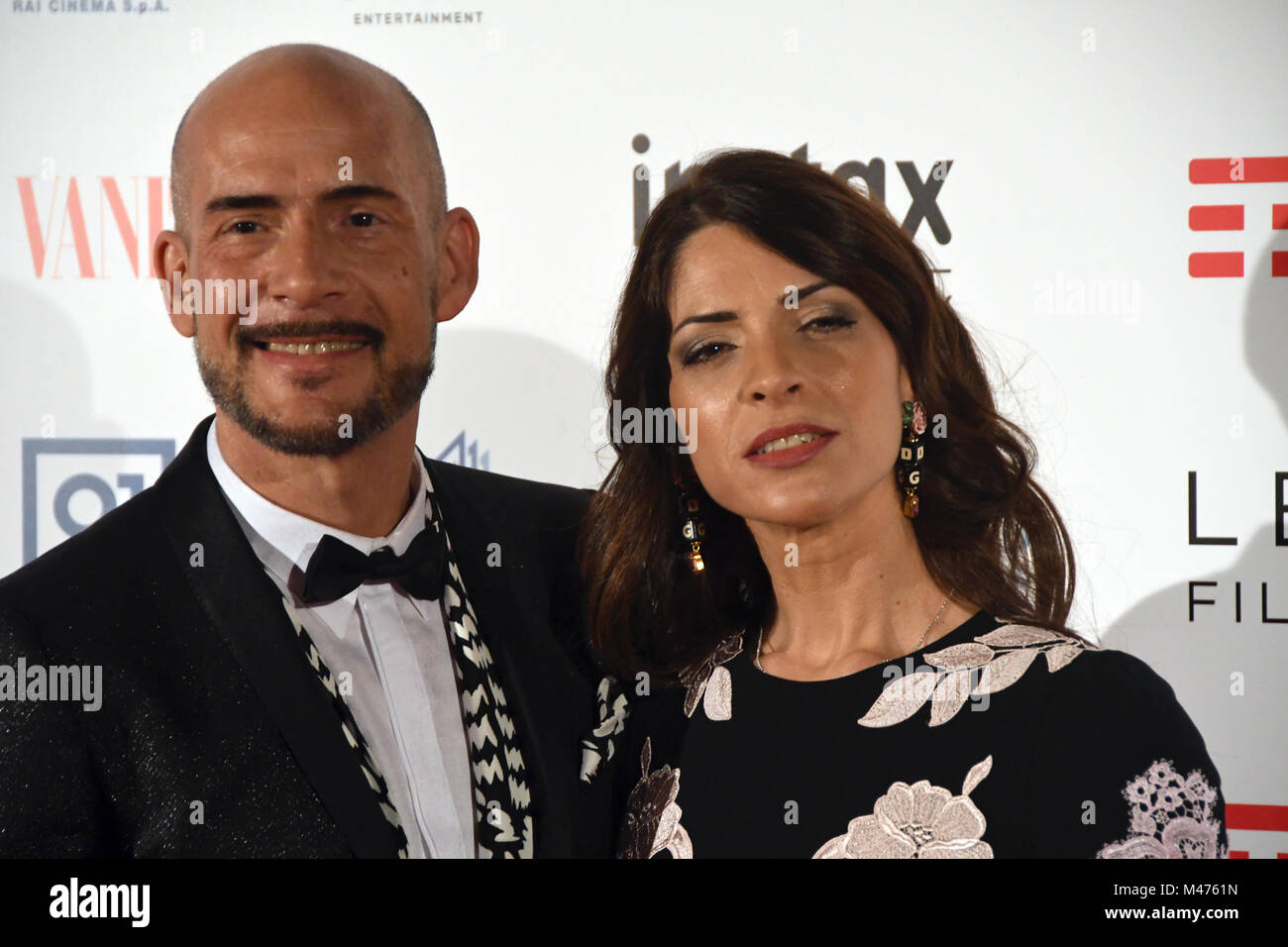 Rome Italy 12 February 2018 Cinema Moderno - Photocall preview A Casa Tutti Bene,Gianmarco Tognazzi whit his wife Valeria Pintore Credit: Giuseppe Andidero/Alamy Live New Stock Photo