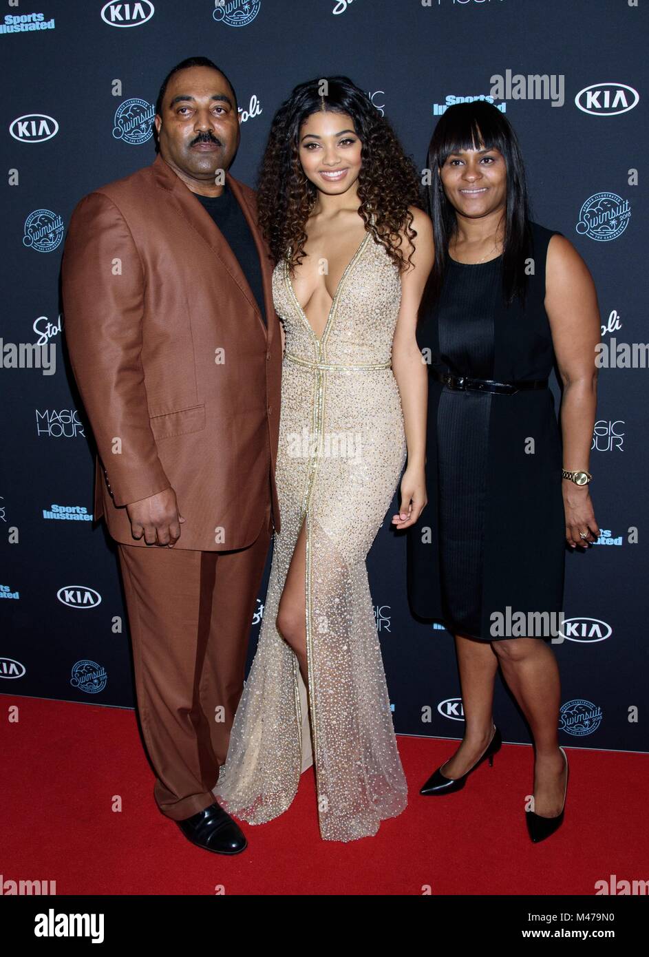 New York, NY, USA. 14th Feb, 2018. Danielle Harrington, Parents at arrivals  for 2018 Sports Illustrated Swimsuit Issue Launch Party, Magic Hour at Moxy  NYC Times Square, New York, NY February 14,