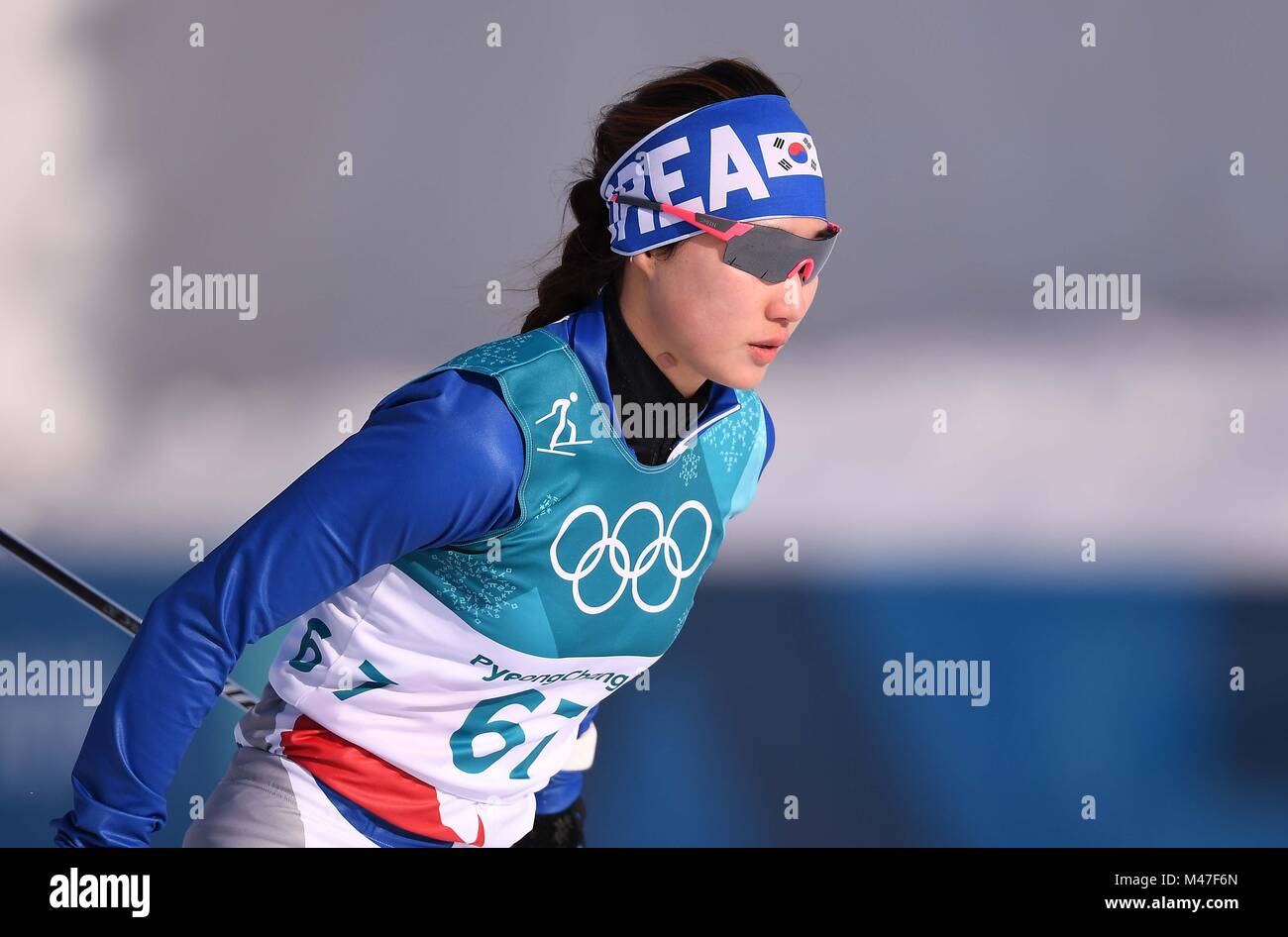 Pyeongchang, South Korea. 15th Feb, 2018. Hyeri Ju (KOR). Womens 10km individual. Cross country skiing. Alpensia cross-country skiing centre. Pyeongchang2018 winter Olympics. Alpensia. Republic of Korea. 15/02/2018. Credit: Sport In Pictures/Alamy Live News Stock Photo