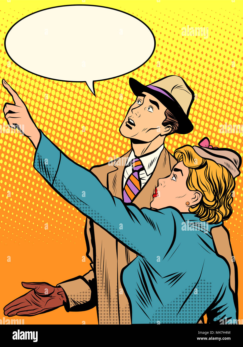 Cartoon woman looking up sky hi-res stock photography and images - Alamy