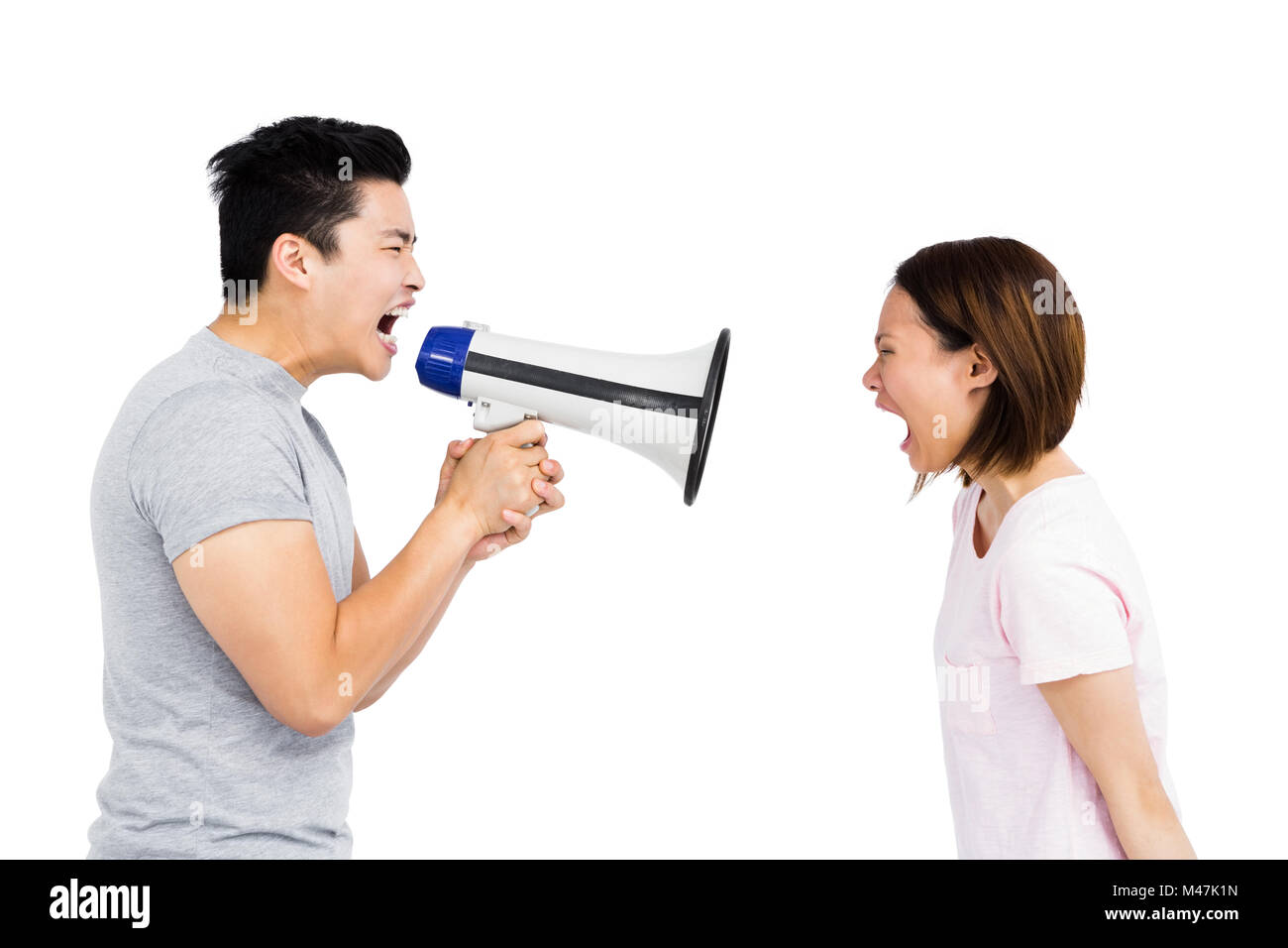 Young asian woman loud screaming Cut Out Stock Images & Pictures - Alamy