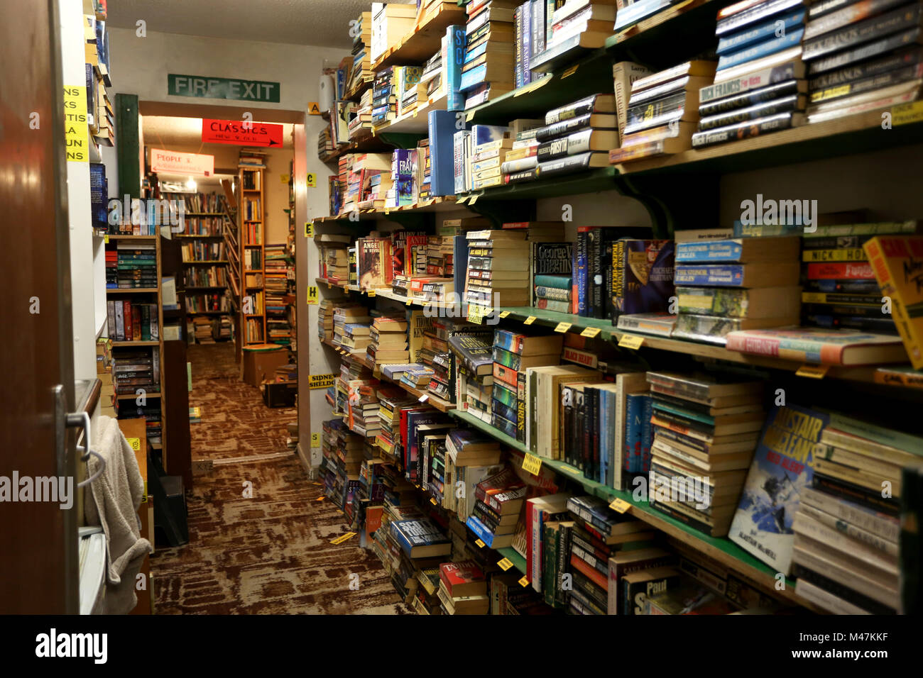 General views of an old bookshop in Bognor Regis, West Sussex, UK. Stock Photo