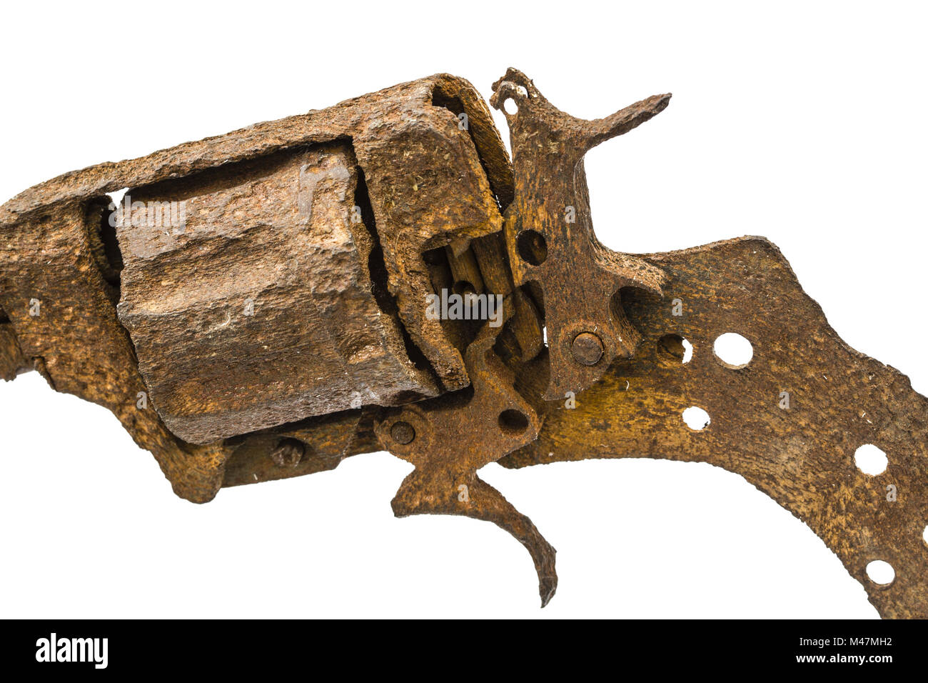 Old rusty pistol close-up, Isolated on white background Stock Photo - Alamy