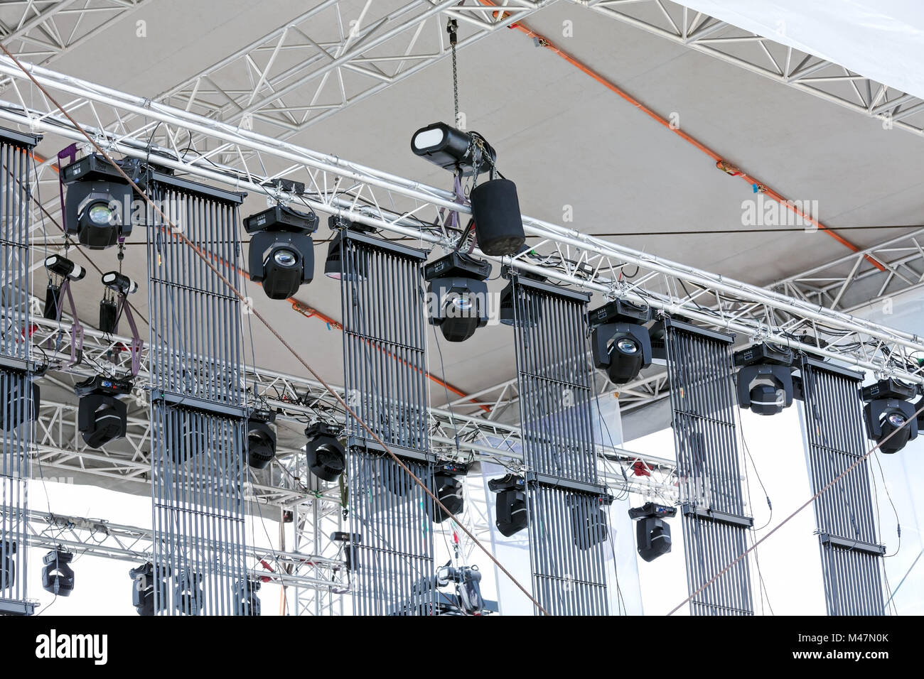 concert lighting equipment on stage Stock Photo
