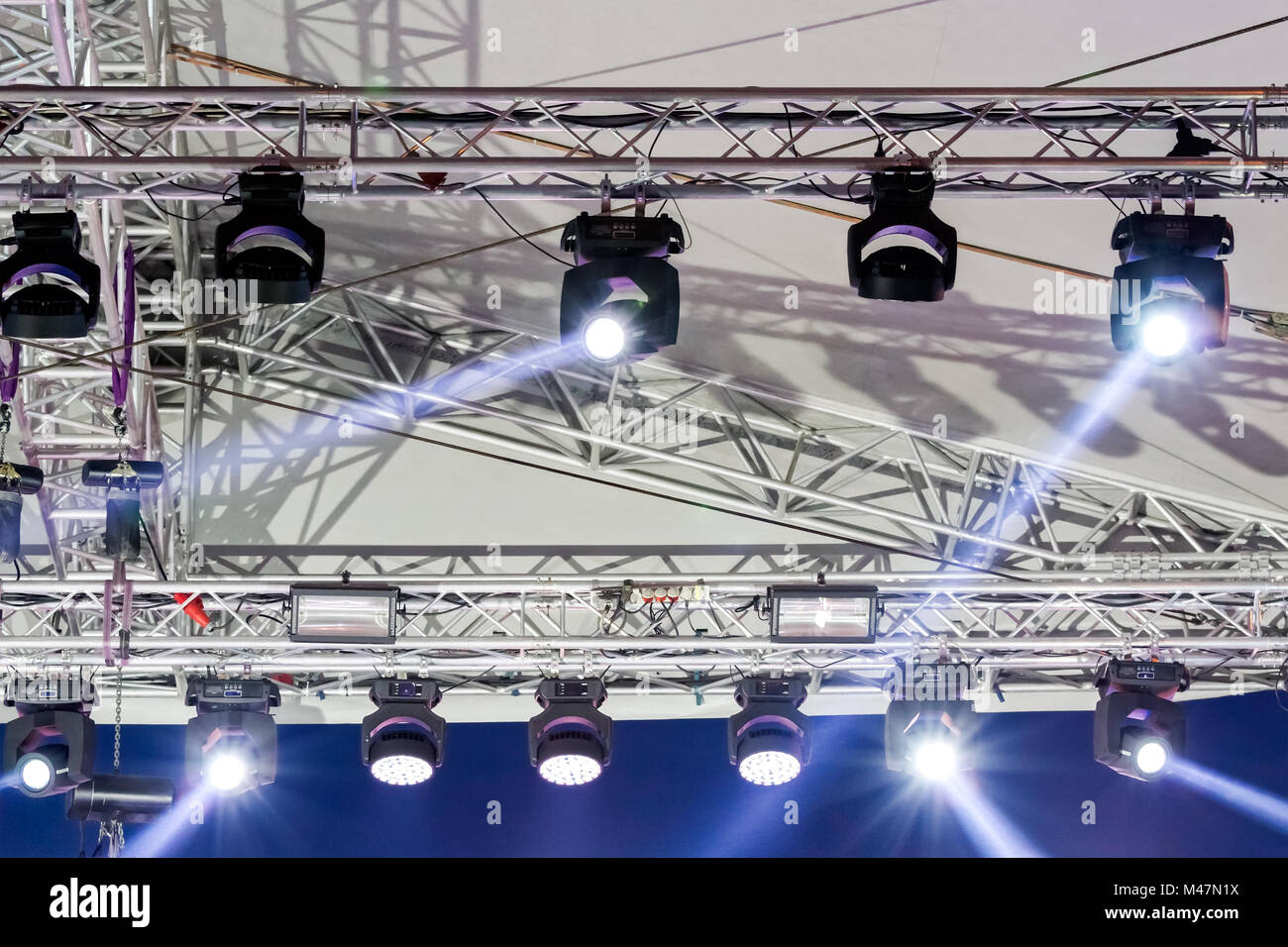 stage spotlight with light rays Stock Photo