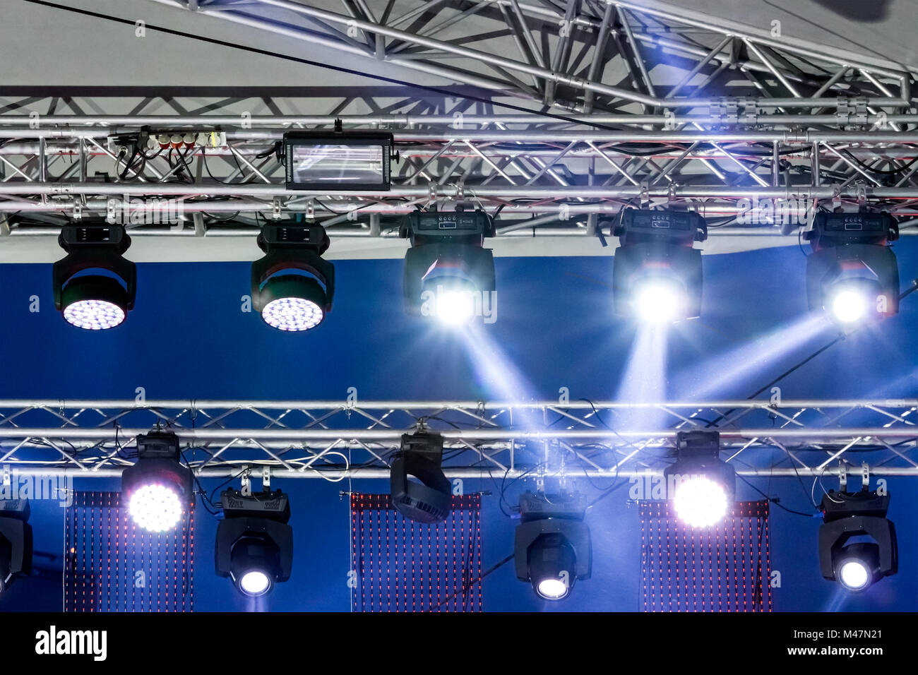 stage spotlight with light beams Stock Photo