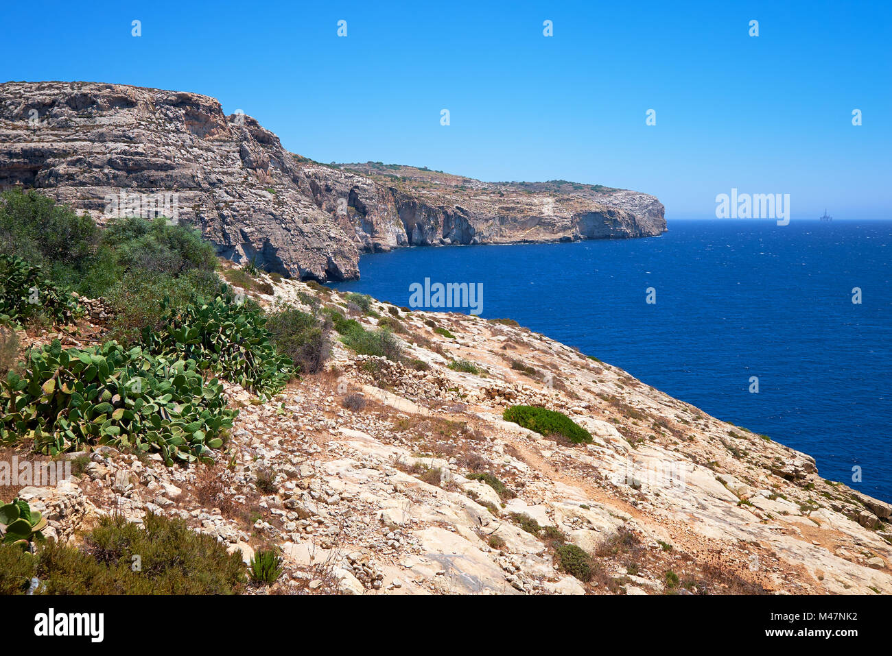 Coast of Mediterranean sea on south part of Malta island Stock Photo