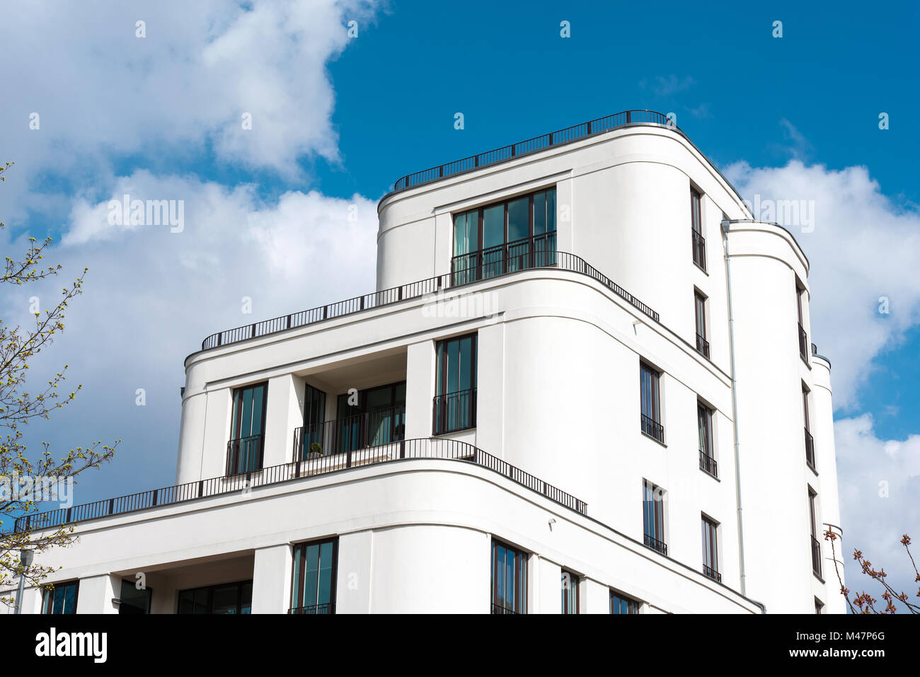 New white apartment house seen in Berlin, Germany Stock Photo - Alamy