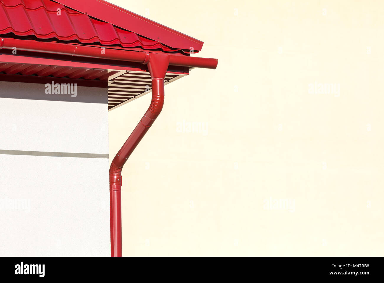 red roof with rain gutter Stock Photo