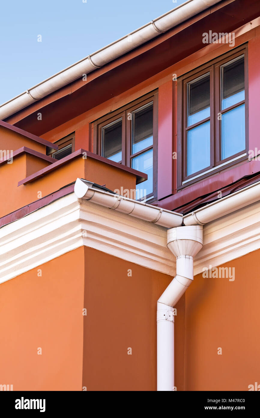 rain gutters on old home Stock Photo