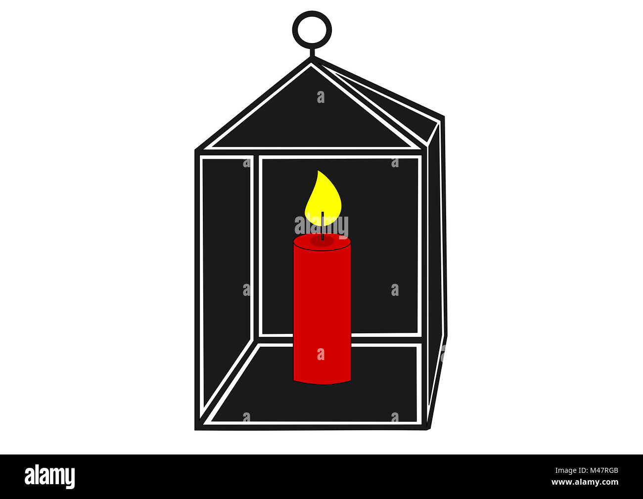 Lantern with burning candle Stock Photo