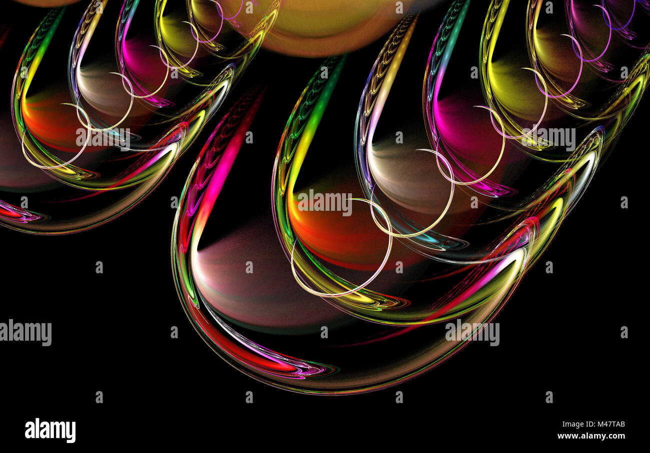 The image of the fractal Spiral on the black background. Stock Photo