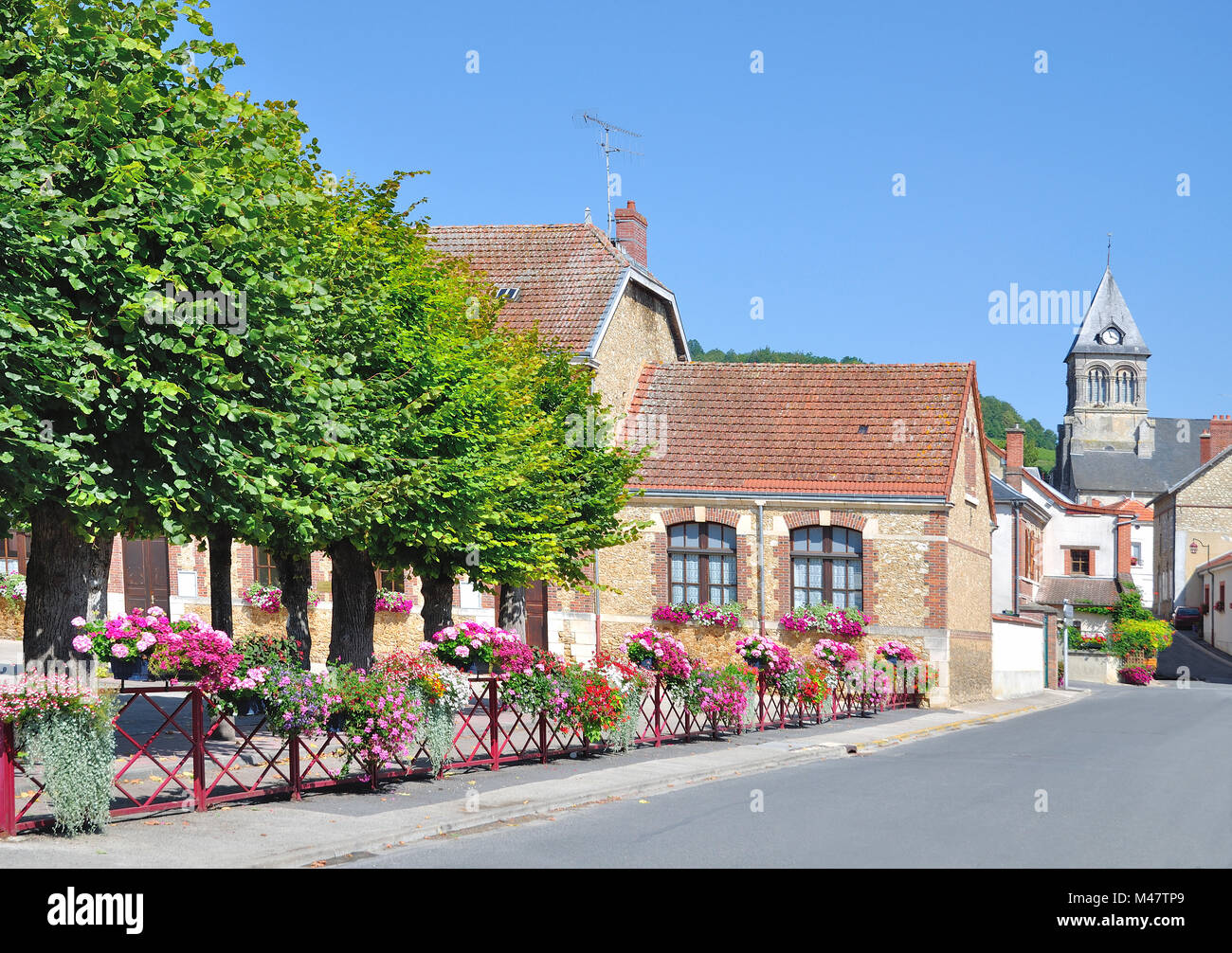 Village of Flowers at Champagne Tourist Route,Champagne region,France Stock Photo