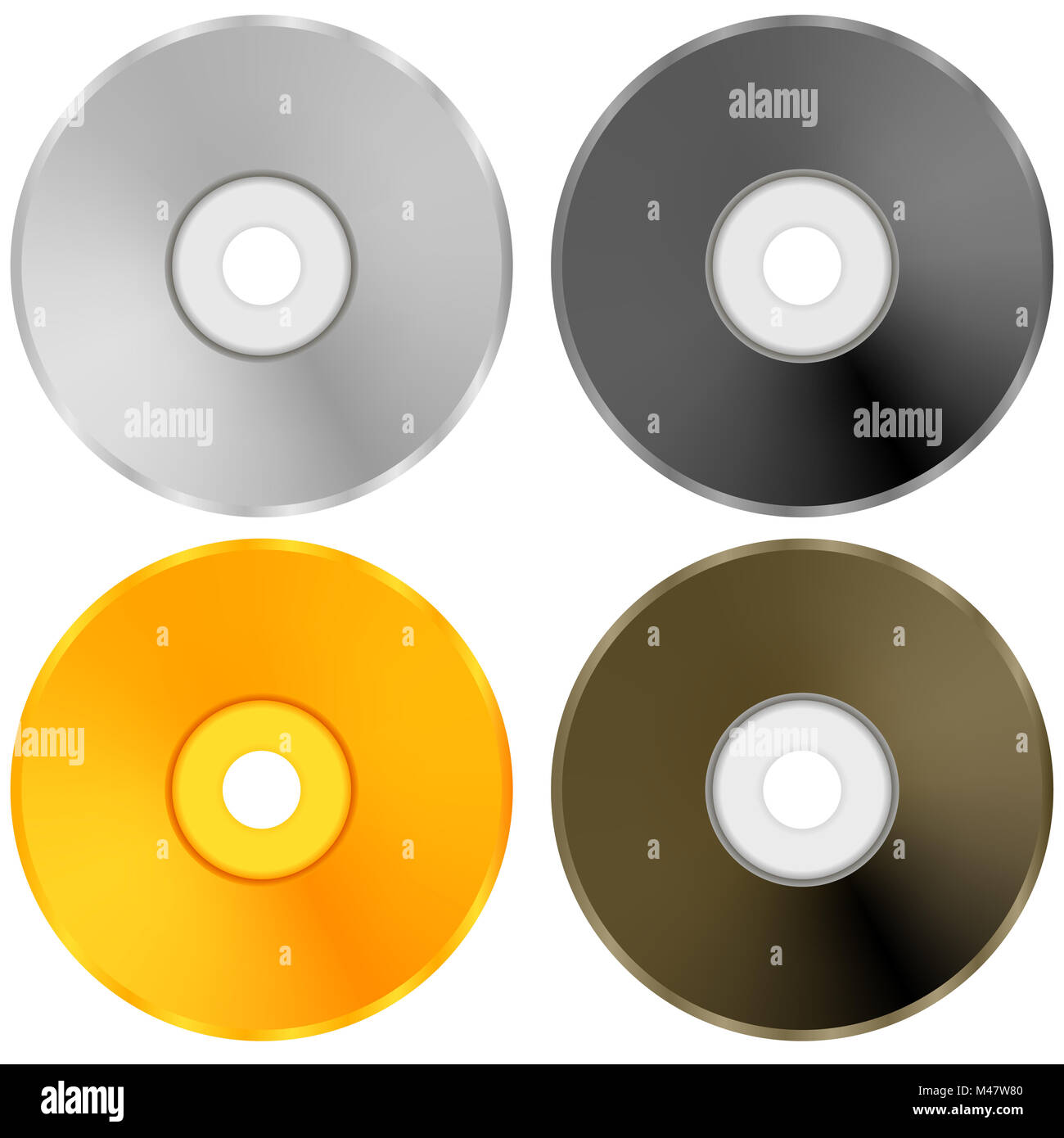 Vector Colorful Realistic Compact  Discs Isolated Stock Photo