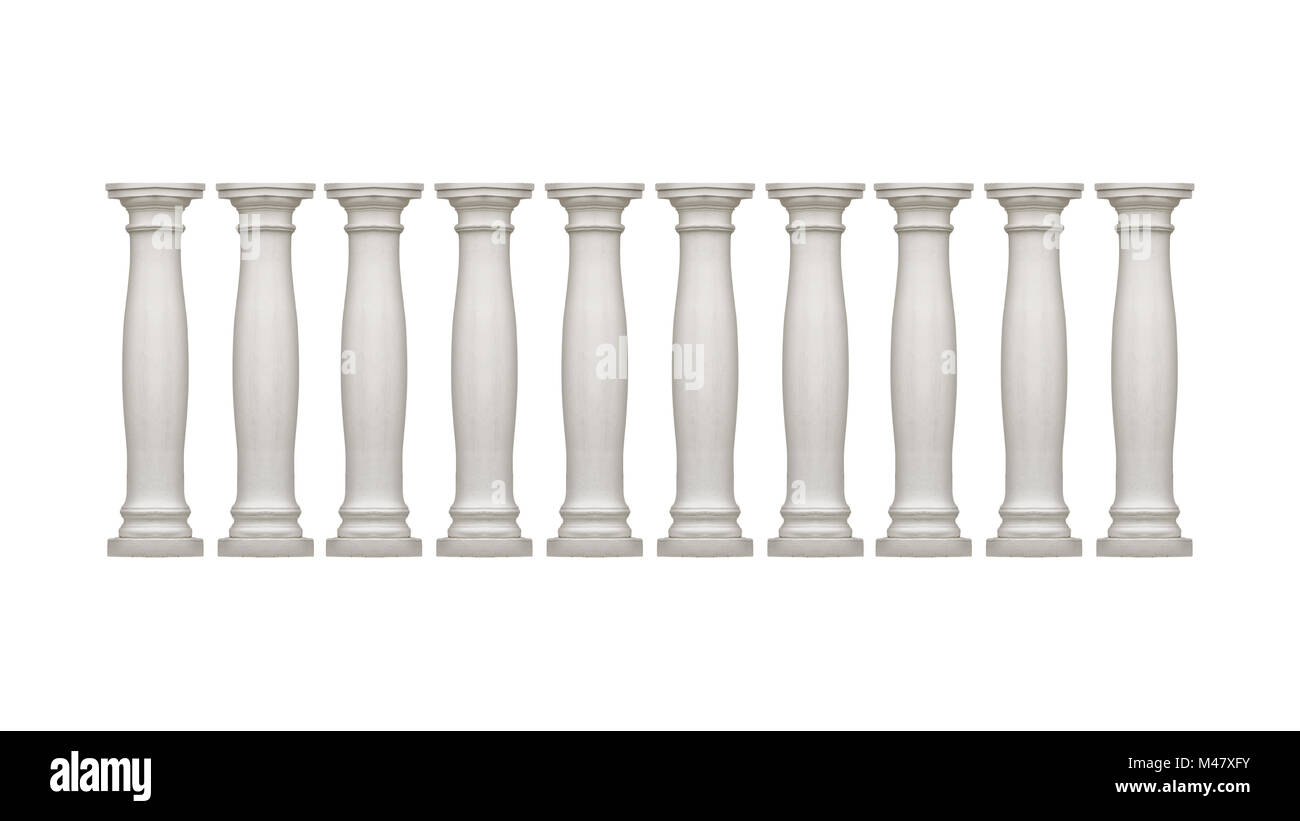 Isolated Neoclassical Style White Columns Group Stock Photo
