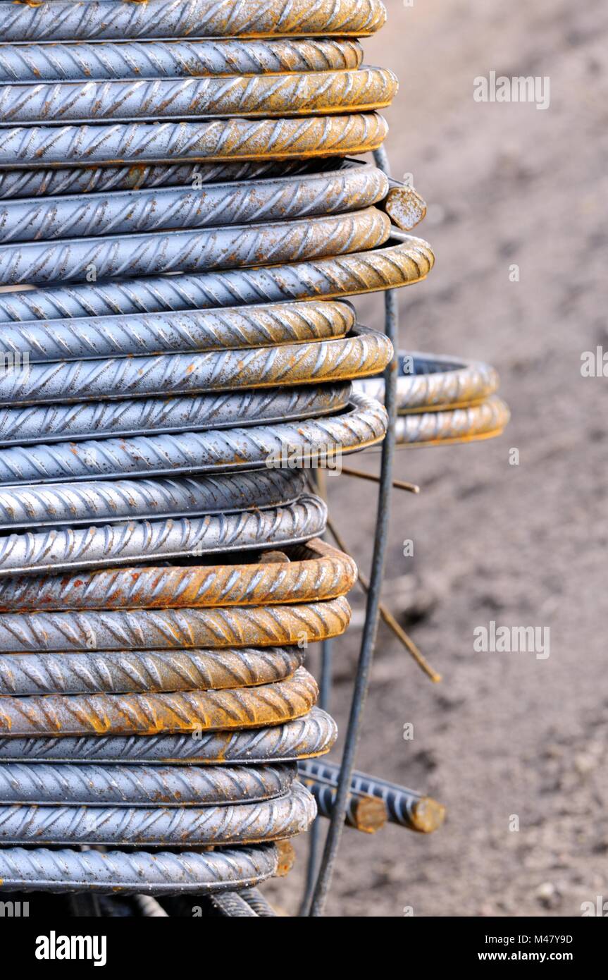 directed and bent for construction sites construction steel Stock Photo